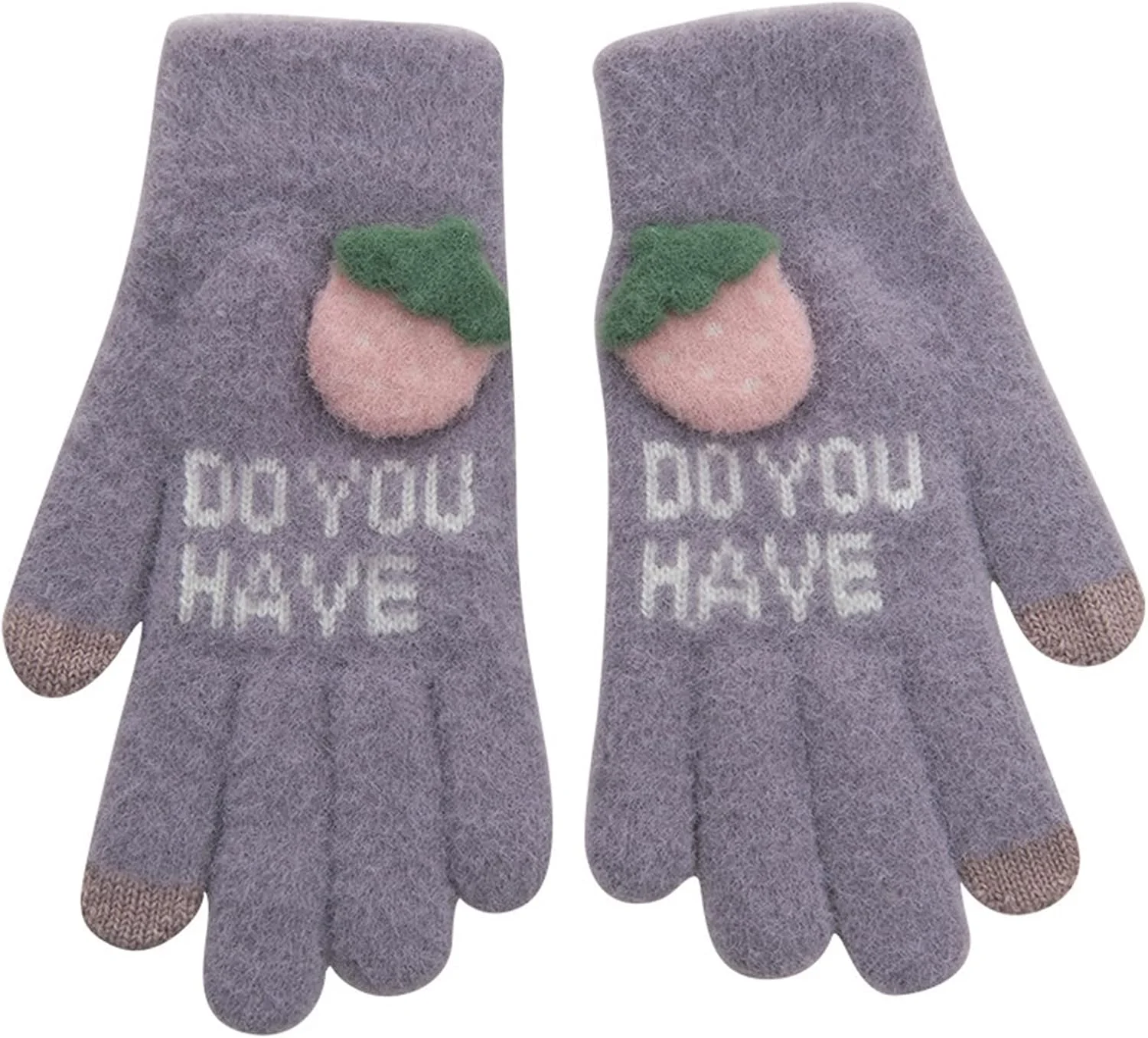 دستکش های گرم زمستانی YWLETO طرح توت فرنگی، دستکش های لمسی انگشتی دوست داشتنی و شیرین، دستکش های نرم و ضد سرما برای دانشجویان، دستکش های زنانه مناسب دوچرخه سواری