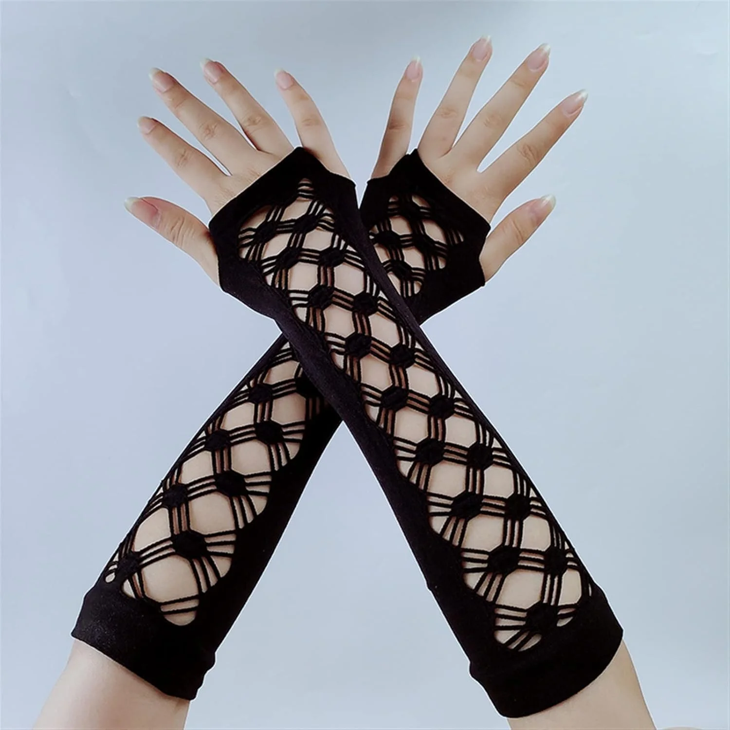 دستکش های نیم انگشتی زنانه YWLETO مشکی بلند کشی تنفسی بدون انگشت برای زنان دستکش های نیم انگشتی زنانه YWLETO مشکی بلند کشی تنفسی بدون انگشت برای زنان