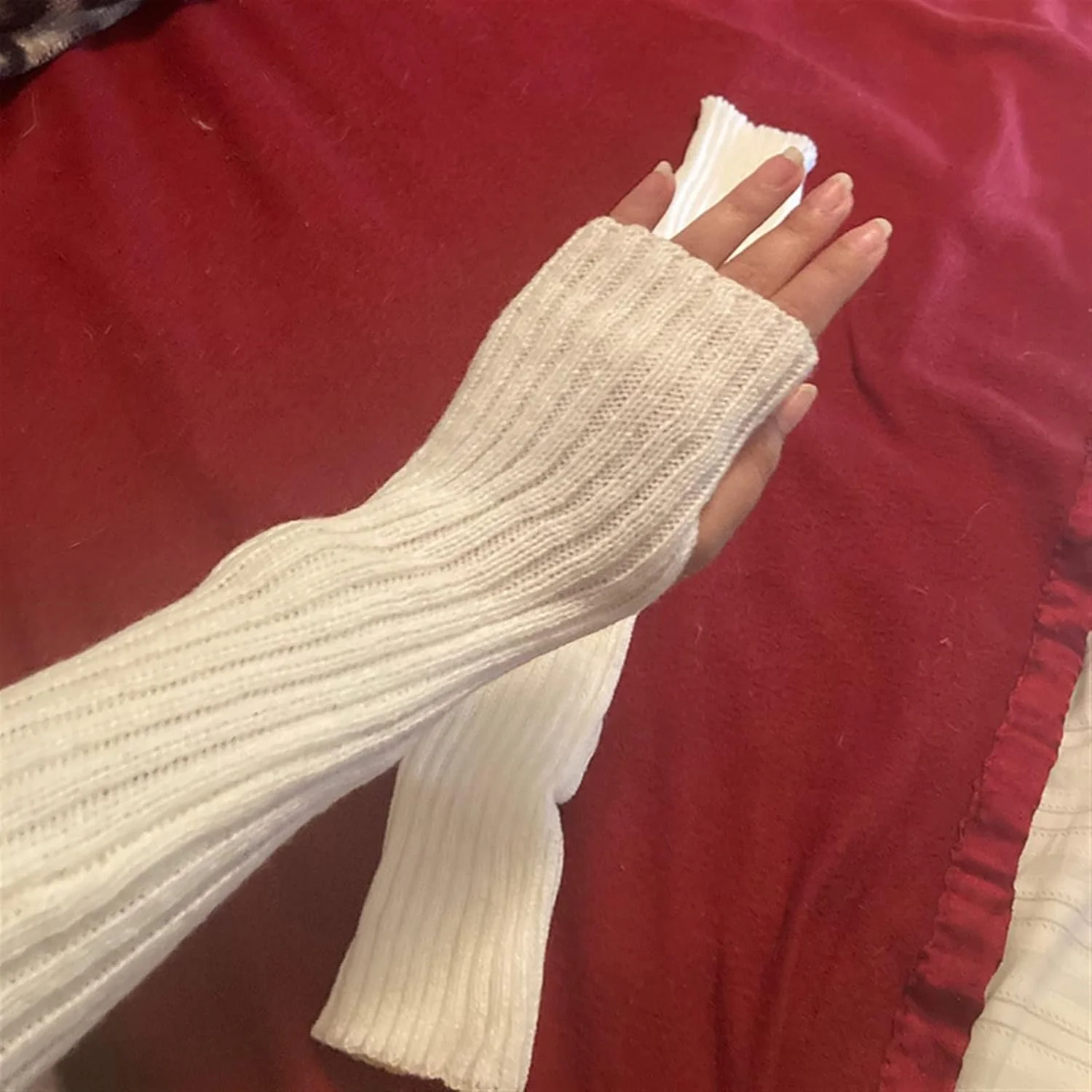 دستکش های بافتنی بلند زنانه YWLETO، دستکش های کشی انگشتی گرم، محافظ بازوی مشکی کلاسیک و یکدست. دستکش زنانه (رنگ: Hortel، سایز: طول-52 سانتی متر)