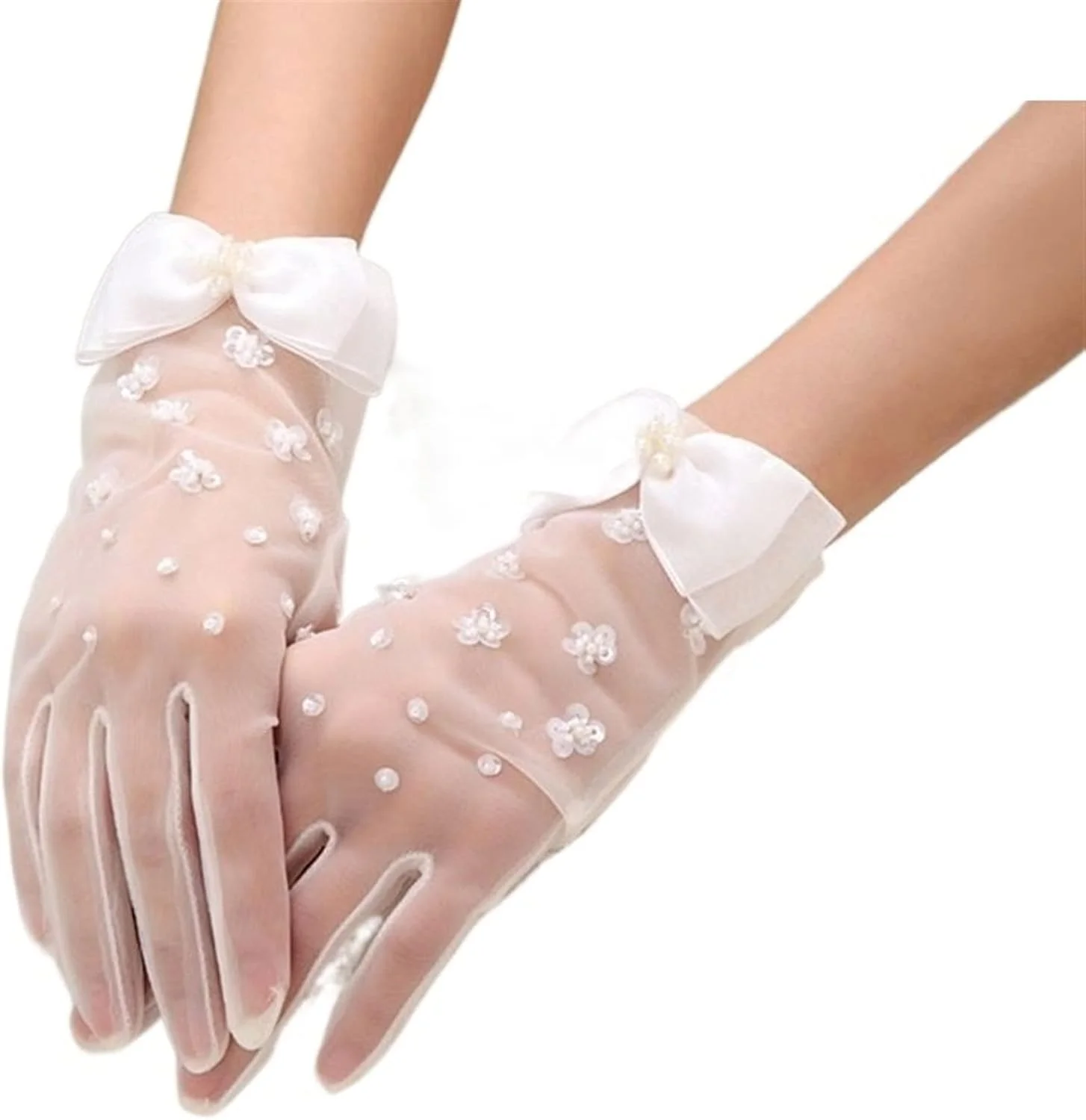 دستکش های عروسی کوتاه ساده YWLETO دستکش های توری نازک بهاری و تابستانی زنانه