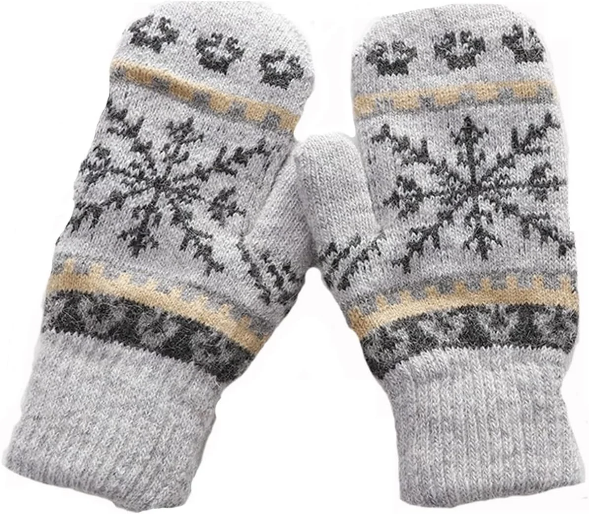 دستکش های زمستانی گرم زنانه YWLETO بافتنی و مخملی طرح دانه برف دستکش های ضد باد هدیه کریسمس دستکش های جشنواره زنانه