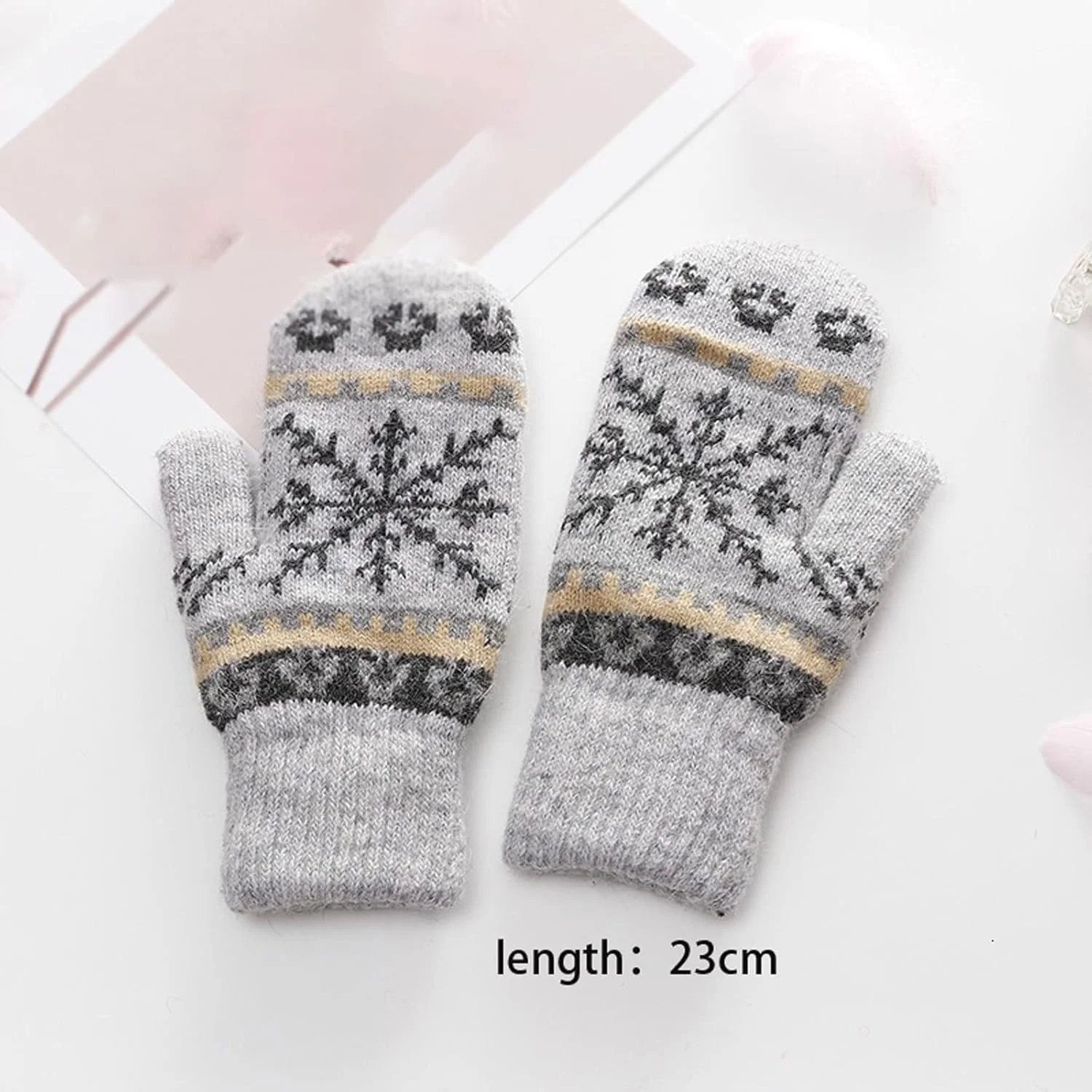 دستکش های زمستانی گرم زنانه YWLETO بافتنی و مخملی طرح دانه برف دستکش های ضد باد هدیه کریسمس دستکش های جشنواره زنانه