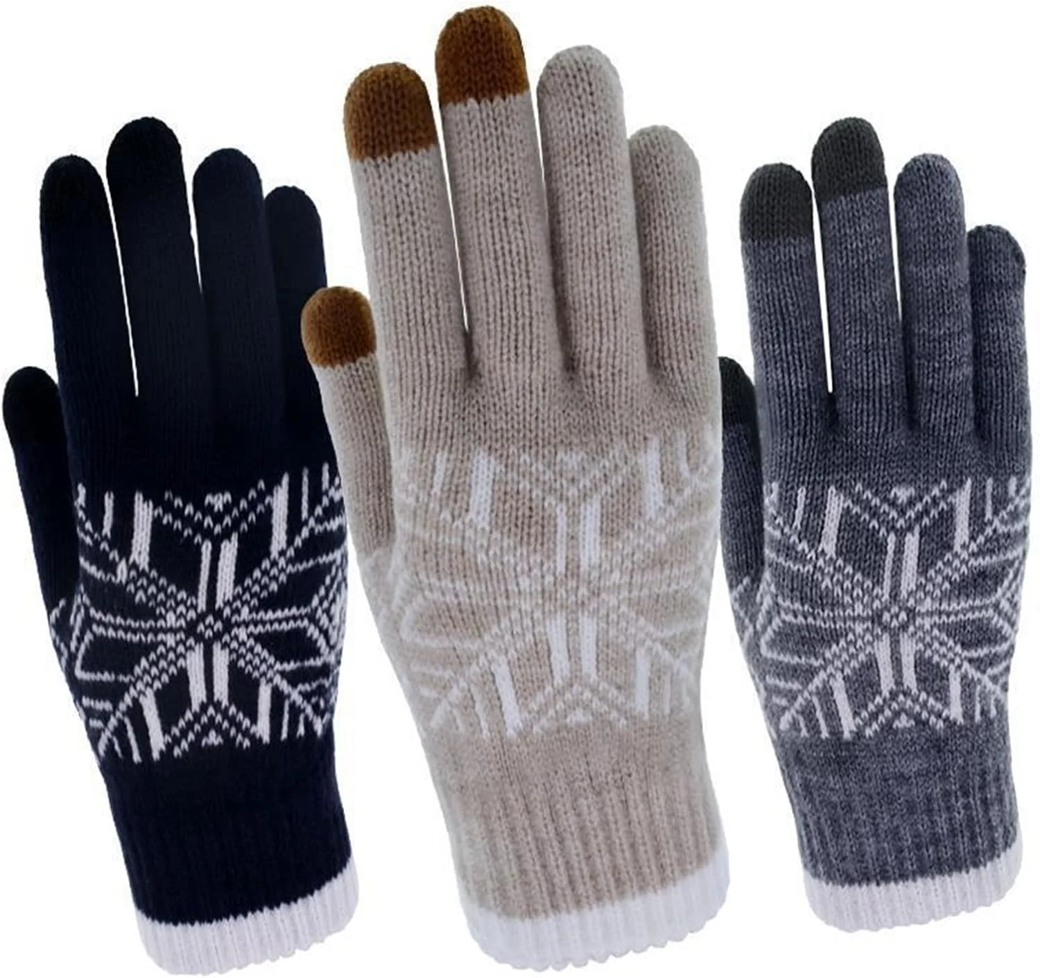 دستکش های بافتنی گرم YWLETO طرح دانه برف مناسب پاییز و زمستان، دستکش های دوچرخه سواری انگشتی برای مردان و زنان