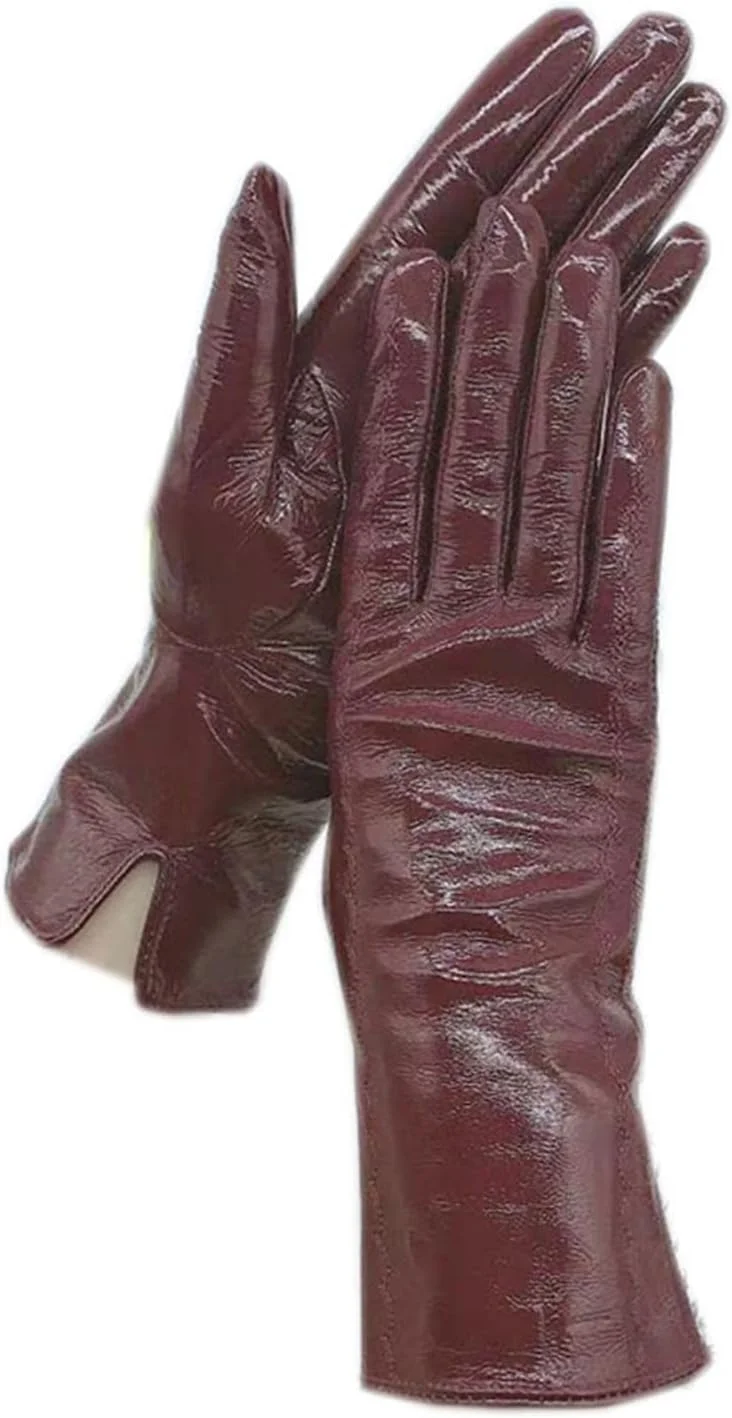 دستکش های زمستانی زنانه YWLETO دستکش چرمی براق چرم گوسفند مچی روکش بازو چرمی رانندگی دوچرخه سواری. دستکش برای زنان (رنگ: Hortel، سایز: 8.5)