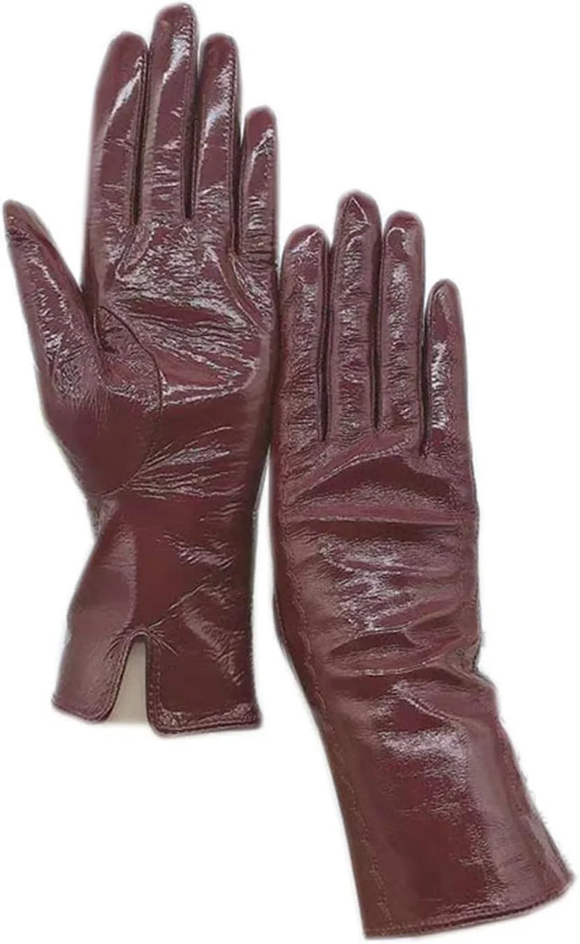 دستکش های زمستانی زنانه YWLETO دستکش چرمی براق چرم گوسفند مچی روکش بازو چرمی رانندگی دوچرخه سواری. دستکش برای زنان (رنگ: Hortel، سایز: 8.5)
