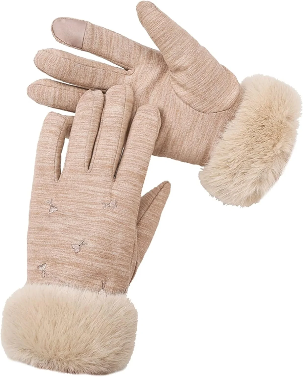 دستکش های لمسی گرم YWLETO، دستکش های مخملی ضد باد و زیبا برای زنان، مناسب برای موتورسواری و دوچرخه سواری