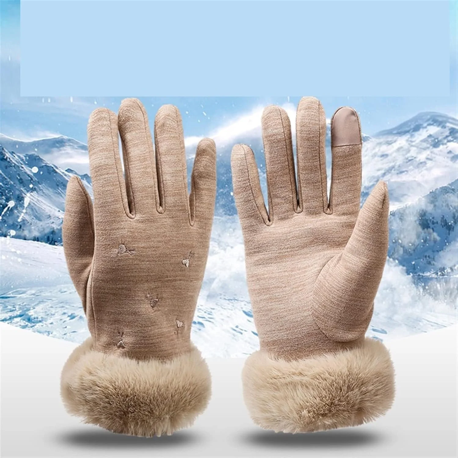 دستکش های لمسی گرم YWLETO، دستکش های مخملی ضد باد و زیبا برای زنان، مناسب برای موتورسواری و دوچرخه سواری