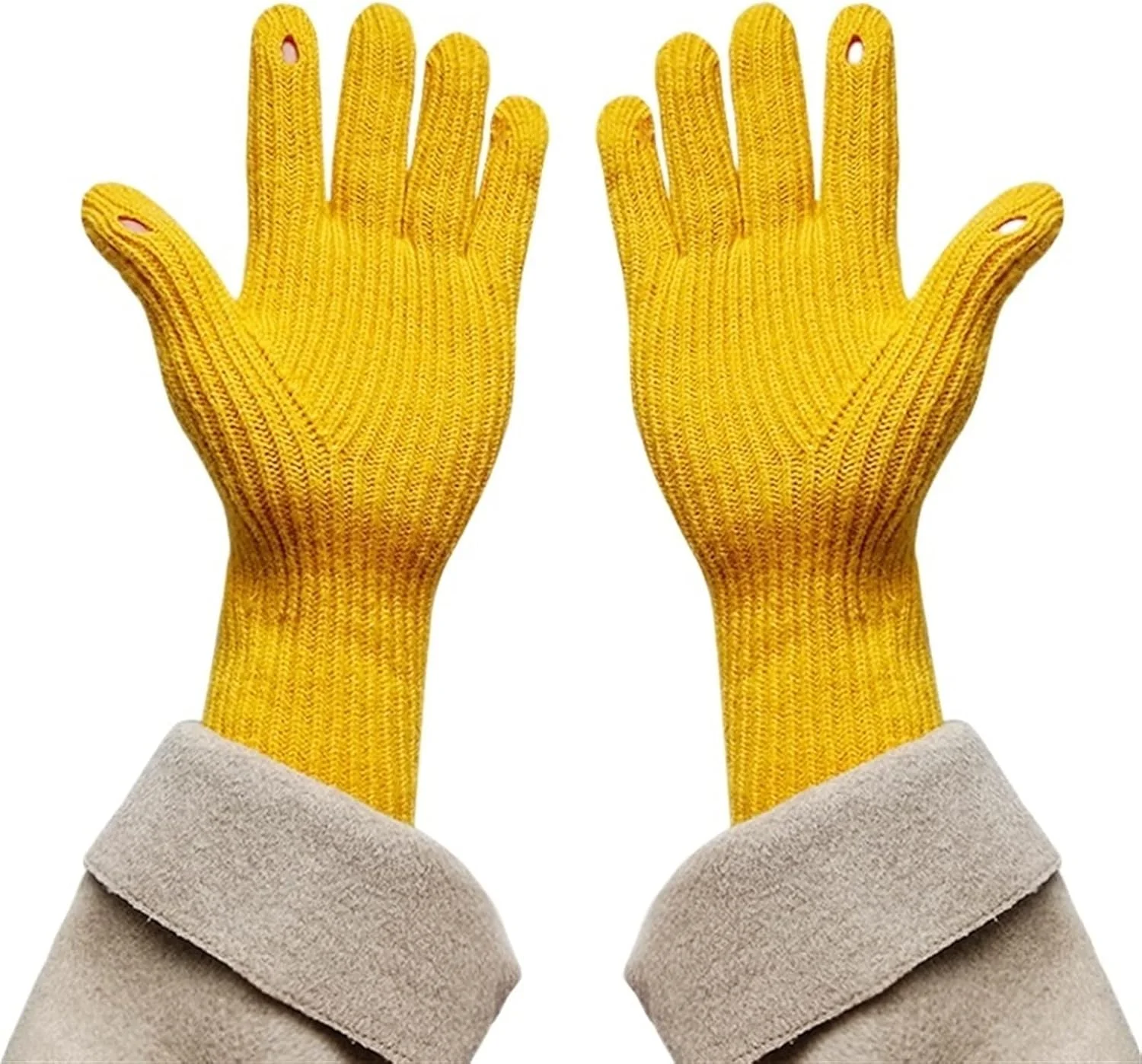 دستکش های لمسی گرم YWLETO، بدون پرز، دارای سوراخ انگشتی، دستکش های بافتنی زمستانی ورزشی مناسب برای زنان