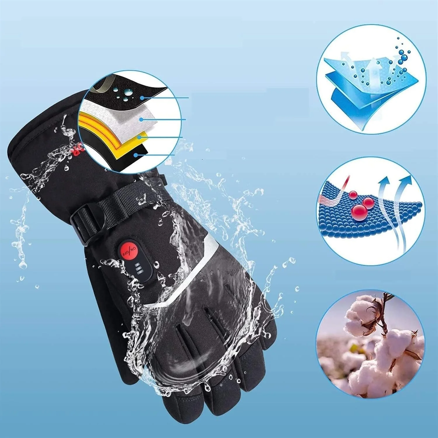 دستکش های گرمایشی زمستانی YWLETO برای مردان و زنان، دستکش های اسکی حرارتی برقی، دستکش های موتورسیکلت ضد آب قابل شارژ با باتری، دستکش های زنانه (سایز: S)