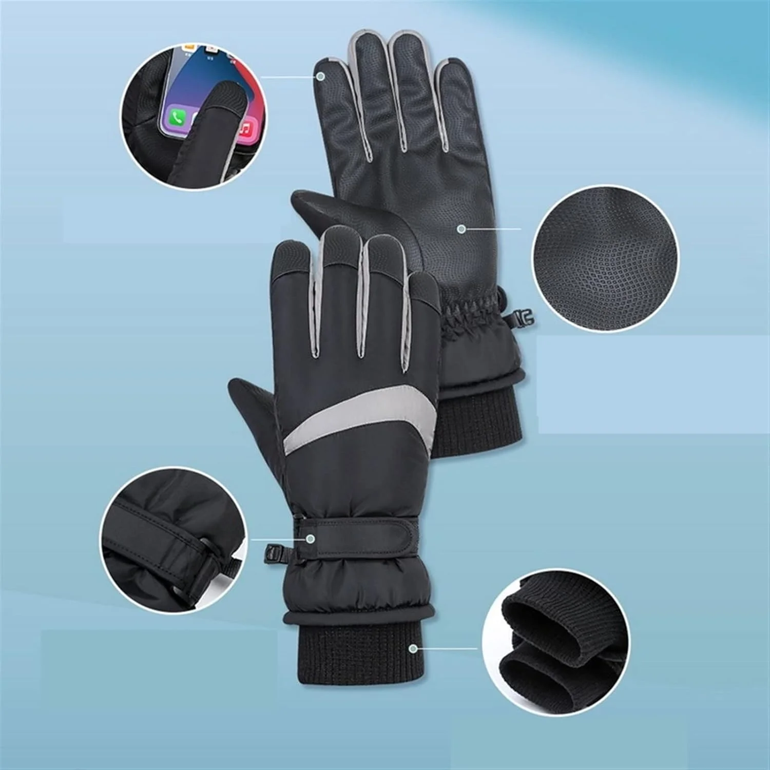 دستکش های زنانه YWLETO مناسب فضای باز، دارای صفحه لمسی، گرم، مخملی، ضخیم، ضد آب، دستکش های انگشتی برای زنان