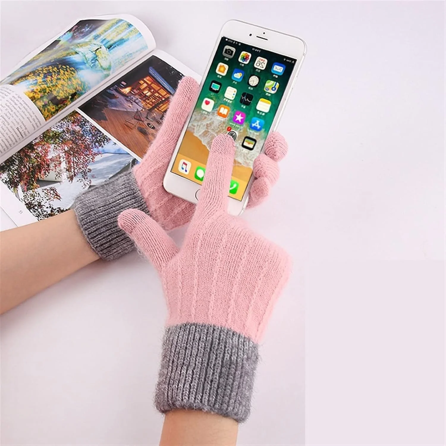 دستکش های لمسی گرم و ضد سرما YWLETO دستکش های زمستانی زنانه دستکش های بافتنی پشمی ضخیم و نرم برای فضای باز دستکش های لمسی گرم و ضد سرما YWLETO دستکش های زمستانی زنانه دستکش های بافتنی پشمی ضخیم و نرم برای فضای باز