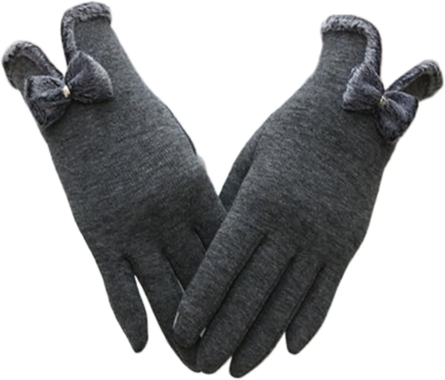 دستکش های سواری زمستانی YWLETO دستکش زنانه دوچرخه سواری مخملی ضخیم شده با پاپیون دستکش های صفحه لمسی برای زنان