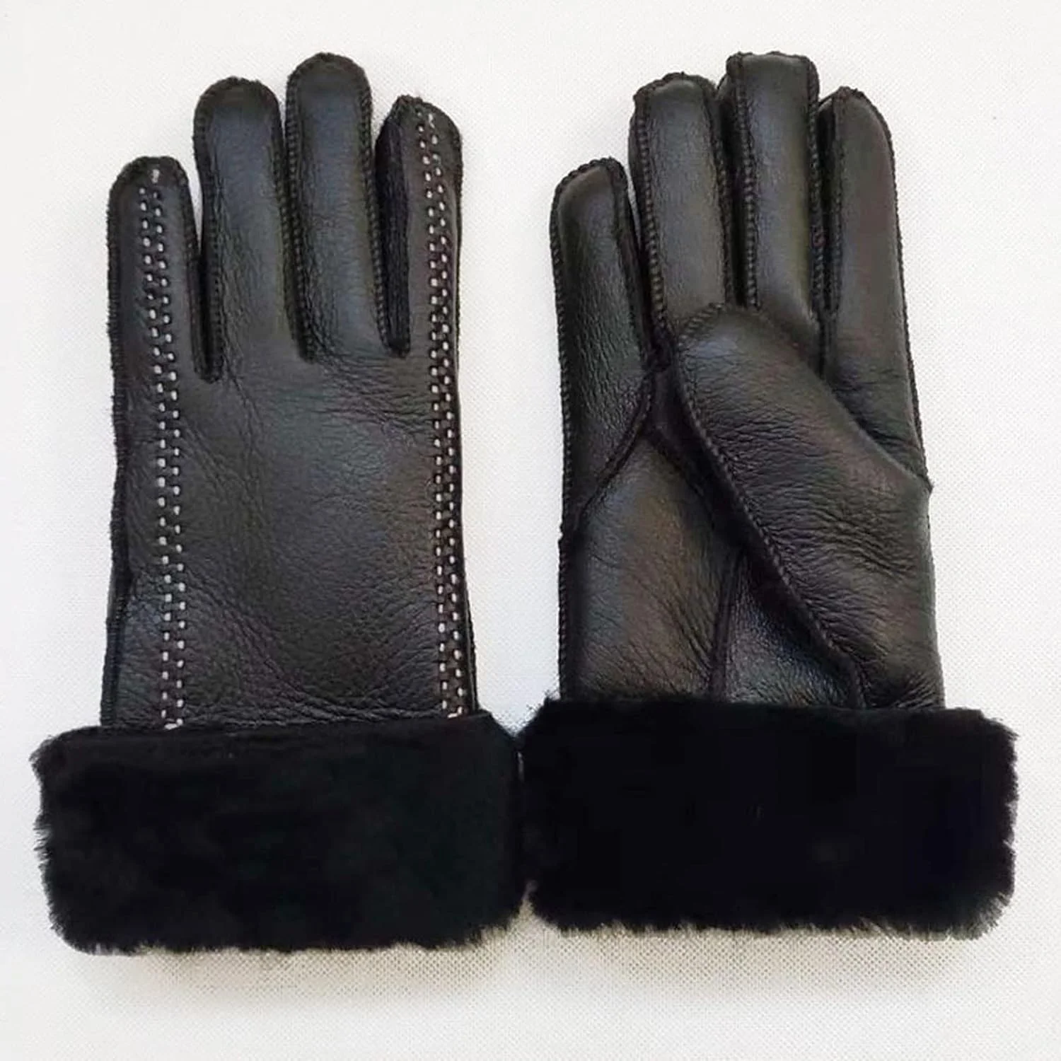 دستکش های زمستانی فوق العاده گرم YWLETO برای زنان، دستکش های چرمی گوسفندی دوچرخه سواری در فضای باز، دستکش های چرمی زنانه، دستکش های خزدار اصل، دستکش های کامل انگشتی برای زنان (رنگ: Hortel)