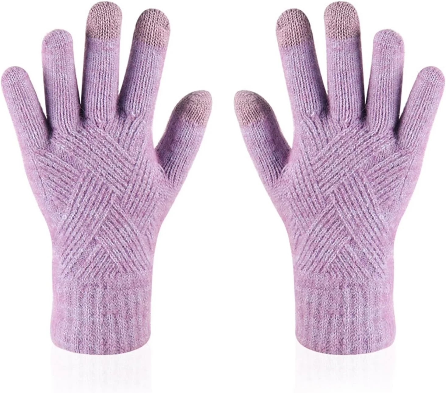 دستکش های پشمی دو لایه گرم بافتنی انگشتی کامل مردانه و زنانه YWLETO، دستکش های ضخیم مخملی مناسب رانندگی و دوچرخه سواری. دستکش زنانه (رنگ: Hortel، سایز: تک سایز)