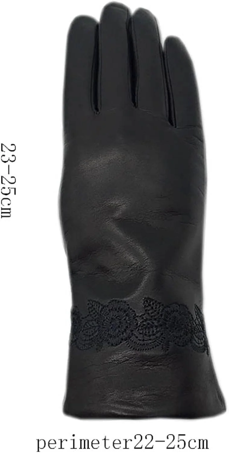 دستکش چرمی زنانه زمستانی YWLETO دستکش گرم پوست گوسفندی مناسب موتورسواری و جلوگیری از سردی انگشتان. دستکش برای زنان (رنگ: Hortel، سایز: 8)