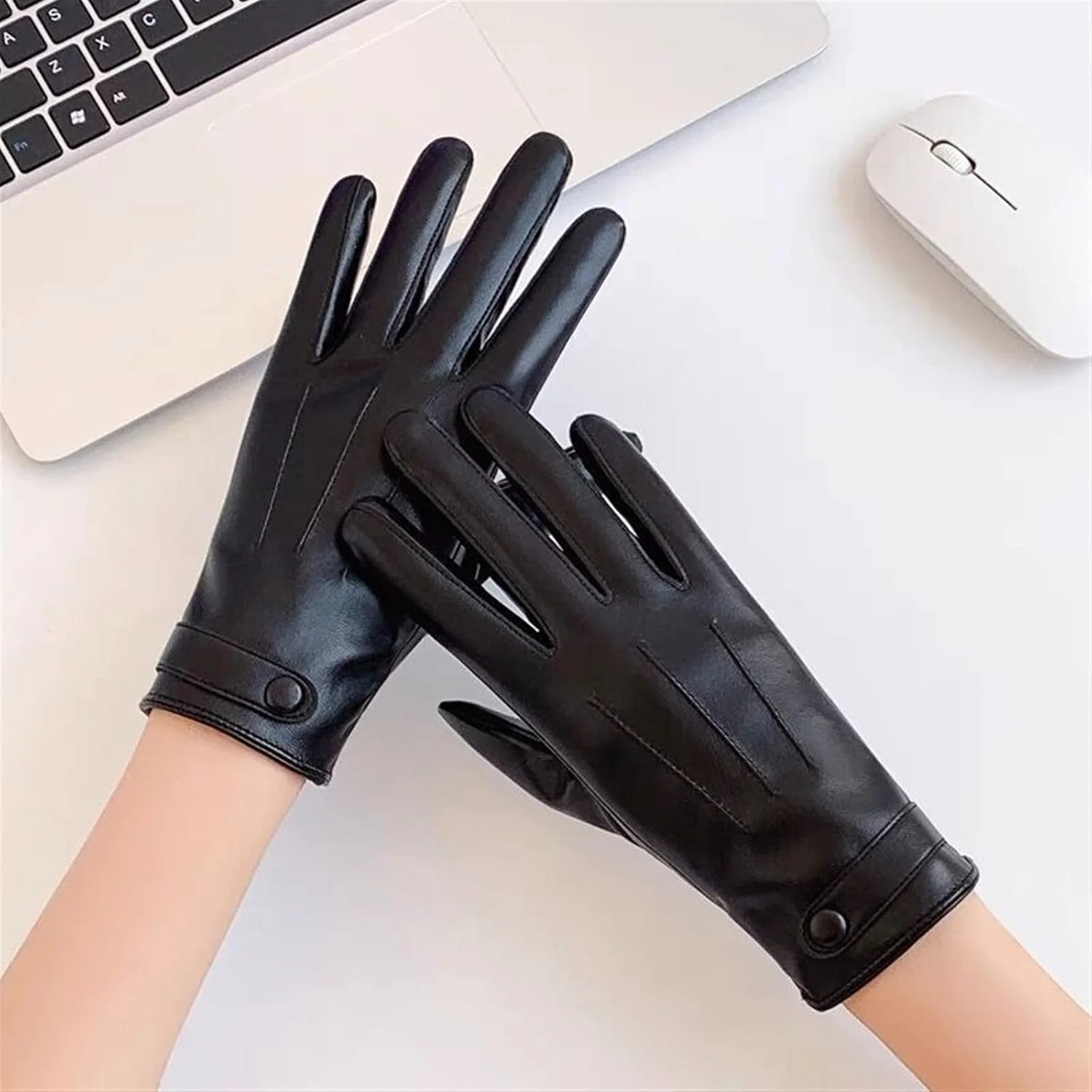 دستکش چرمی زنانه YWLETO با قابلیت استفاده از صفحه لمسی، دستکش های ضخیم و گرم مناسب رانندگی در پاییز و زمستان