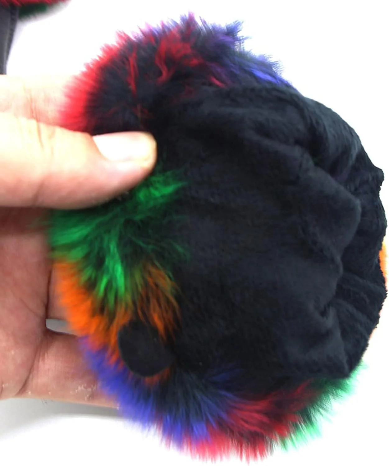 دستکش چرمی YWLETO زنانه مدل زمستانی فانتزی رنگی پوست خرگوش و گوسفند نیم انگشتی