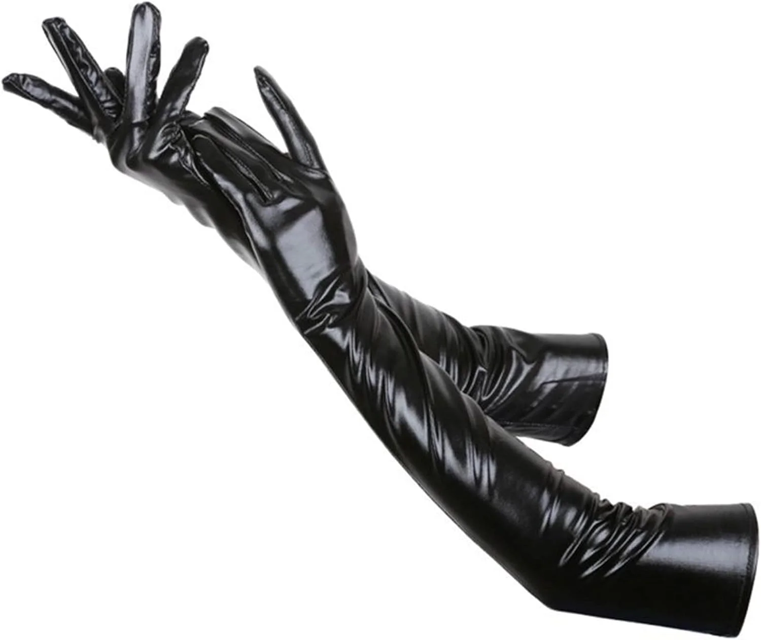 دستکش های بلند چرمی زنانه YWLETO، دستکش های روکش دار، دستکش های چرمی براق رنگارنگ. دستکش های بدون انگشت زنانه (رنگ: Hortel، سایز: تک سایز)