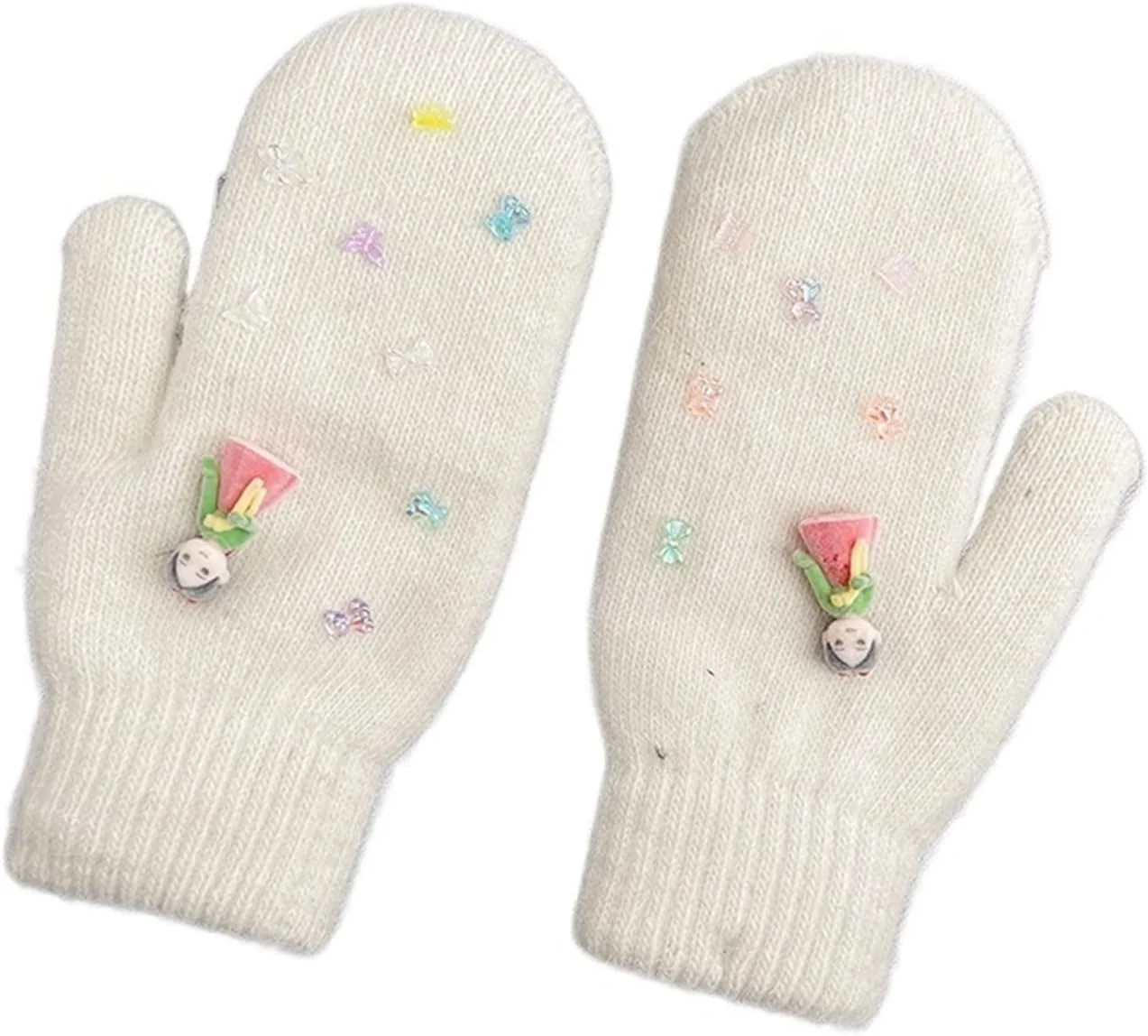 دستکش بافتنی فانتزی YWLETO طرح خرس کوچک، ضخیم و گرم مناسب فضای باز، دستکش پنج انگشتی برای بانوان