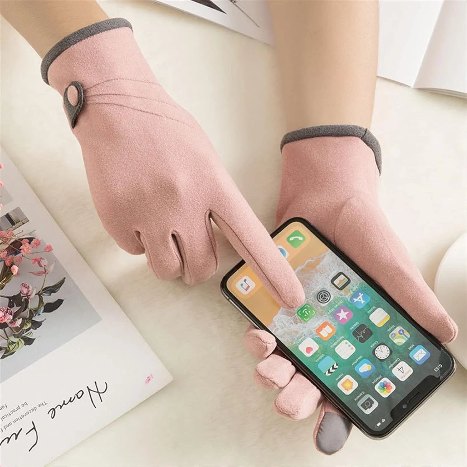 دستکش های گرم YWLETO زنانه، دستکش های سواری صفحه لمسی گرم و مخملی در زمستان برای زنان