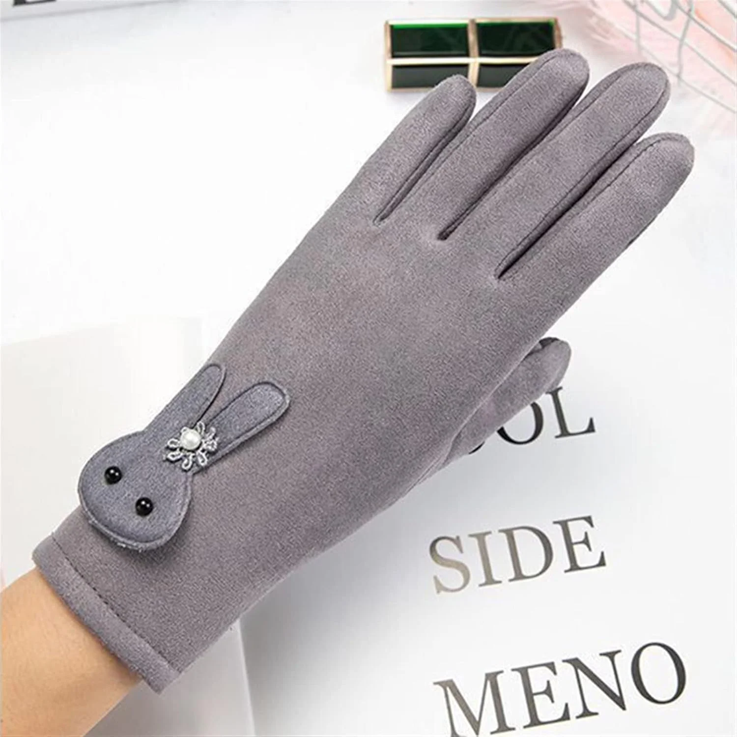 دستکش های زنانه YWLETO، دستکش های دوست داشتنی تمام انگشتی با مخمل نازک برای پاییز و زمستان