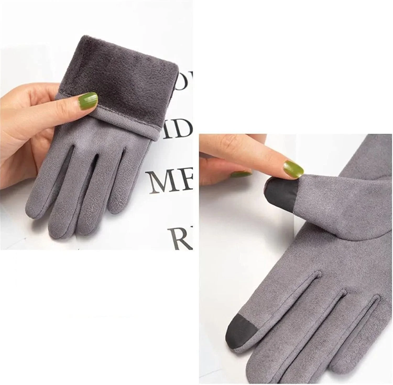 دستکش های زنانه YWLETO، دستکش های دوست داشتنی تمام انگشتی با مخمل نازک برای پاییز و زمستان