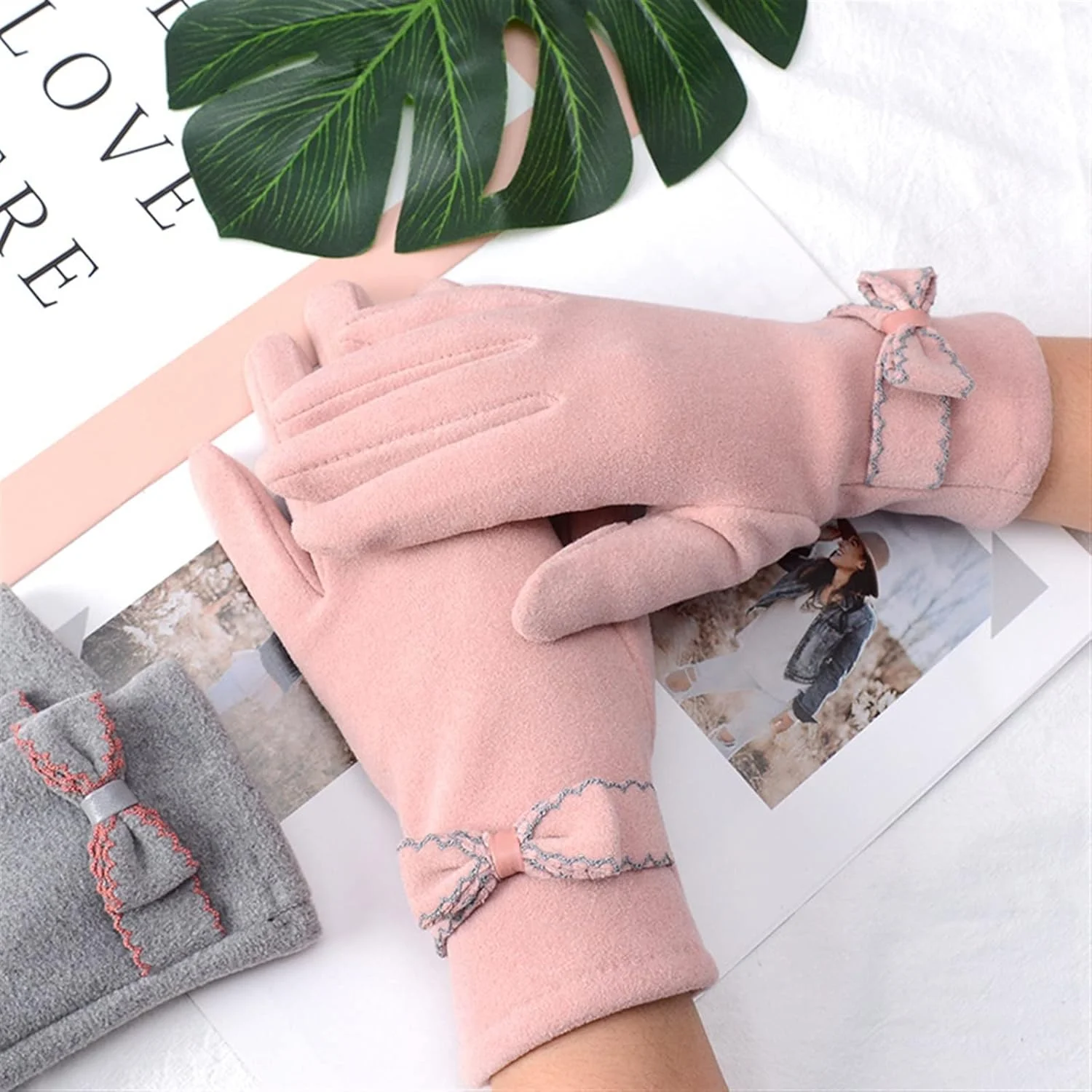 دستکش های زنانه YWLETO زمستانی مخملی گرم مناسب رانندگی و دارای قابلیت استفاده از صفحه لمسی