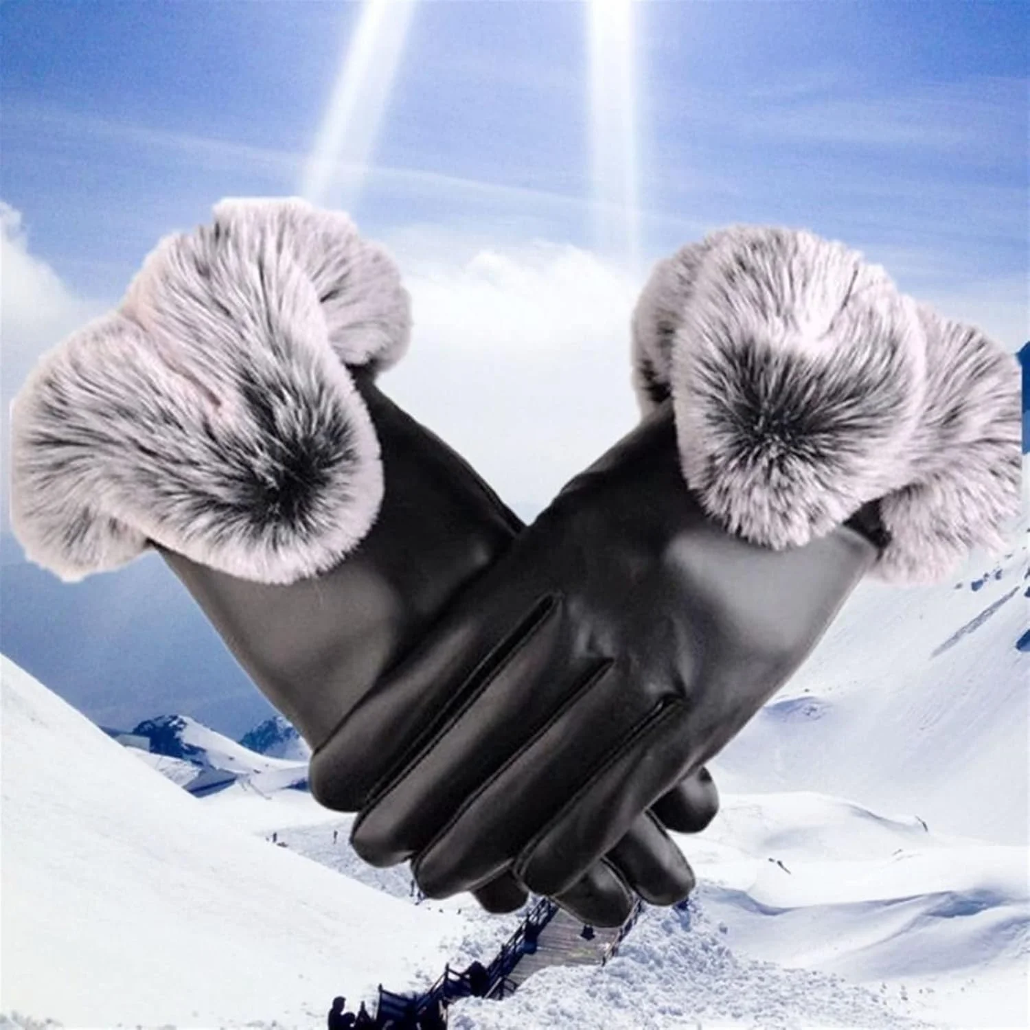 دستکش های زنانه YWLETO ضد سرما، دارای صفحه لمسی، مخملی، ضخیم، گرم، زمستانی، ضد باد، مناسب برای سوارکاری