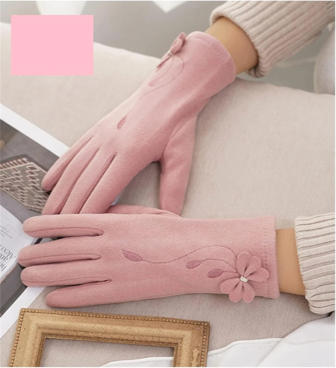 دستکش های زمستانی زنانه YWLETO، دستکش های گرم صفحه لمسی، ضخیم شده، ضد باد، دستکش های سواری دوست داشتنی برای زنان