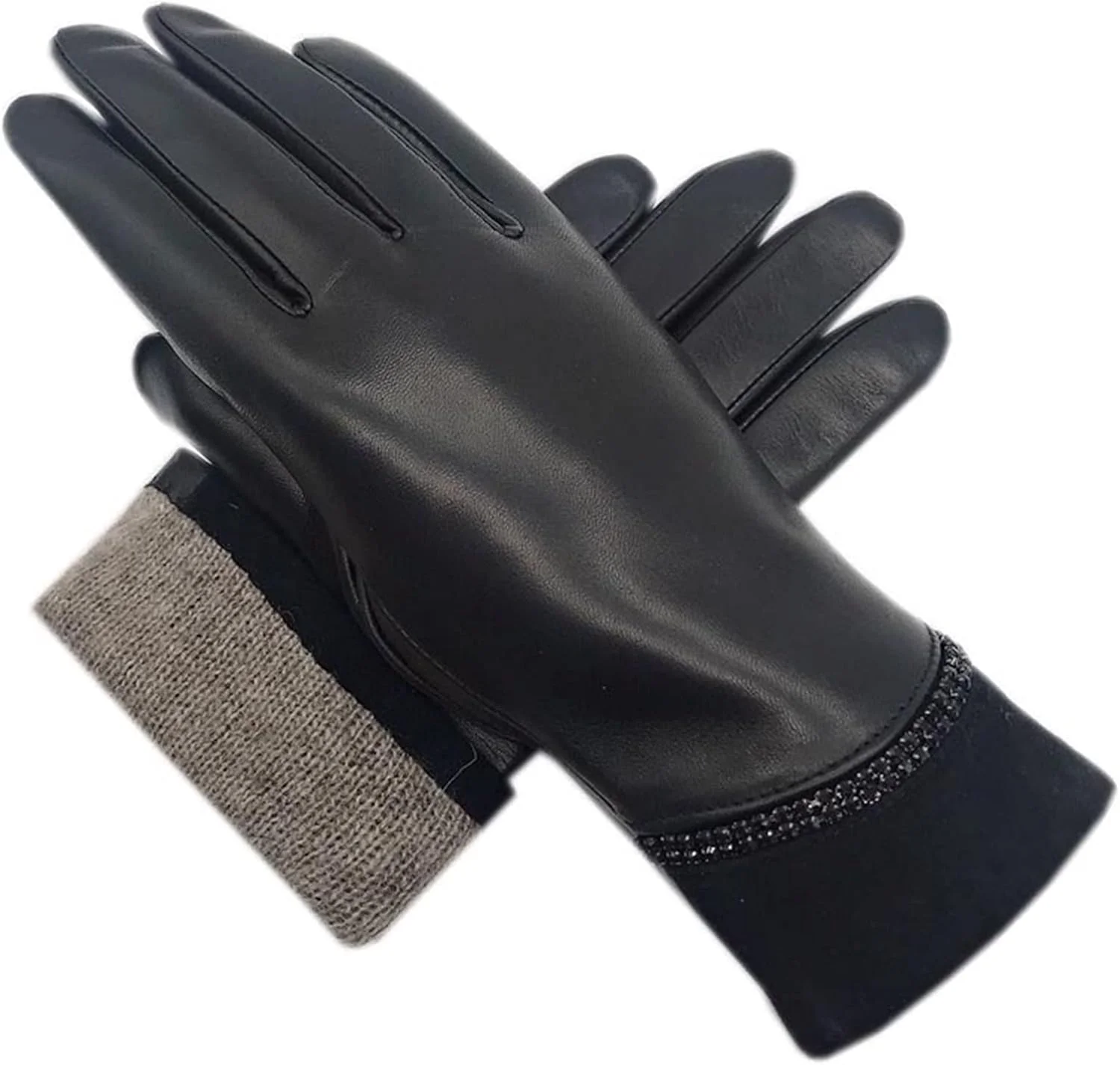 دستکش های زمستانی زنانه YWLETO دستکش های چرمی پوست گوسفند کاملا آستر دار هدیه دخترانه مشکی گرم. دستکش برای زنان (رنگ: Hortel، سایز: 7 1/2)