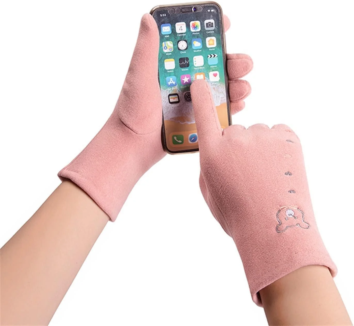 دستکش های گرم زنانه YWLETO، دستکش های ضخیم و لمسی طرح خرس، مناسب برای فعالیت های بیرون از خانه، موتورسواری، بازی در برف، پاییز و زمستان