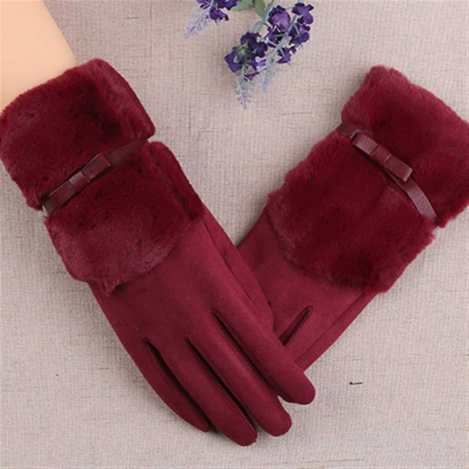 دستکش های زنانه YWLETO زمستانی پشمی گرم مناسب دوچرخه سواری در فضای باز دستکش های لمسی دوست داشتنی زمستانی برای زنان