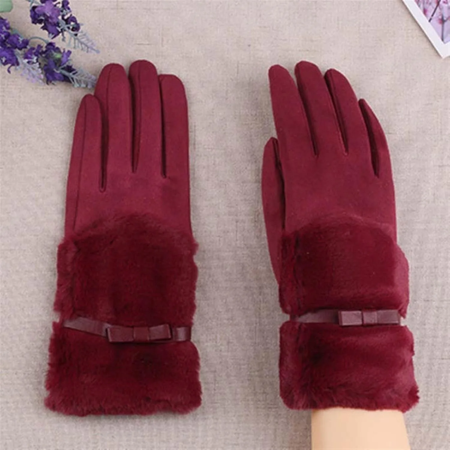 دستکش های زنانه YWLETO زمستانی پشمی گرم مناسب دوچرخه سواری در فضای باز دستکش های لمسی دوست داشتنی زمستانی برای زنان