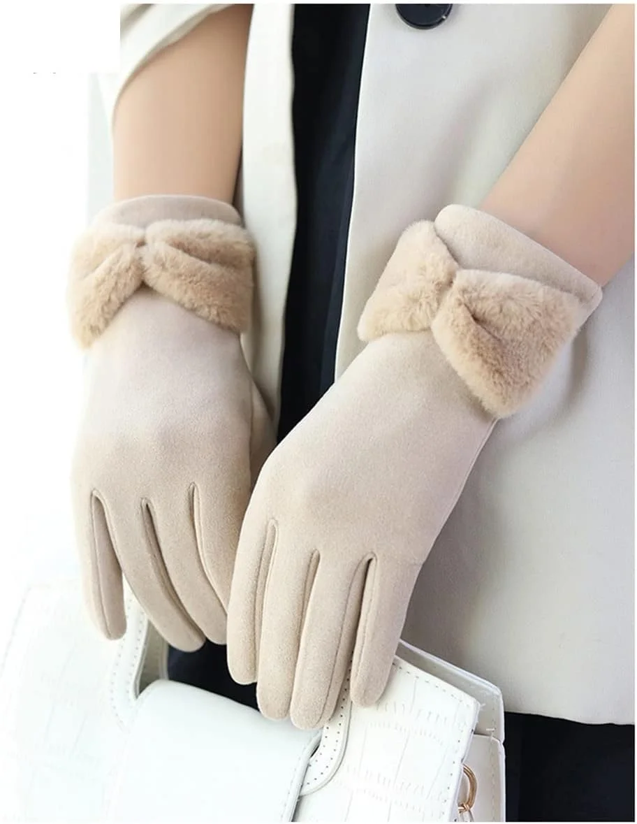 دستکش های زنانه YWLETO زمستانی مخملی گرم و ناز صفحه لمسی دستکش های اسکی سواری و رانندگی برای زنان