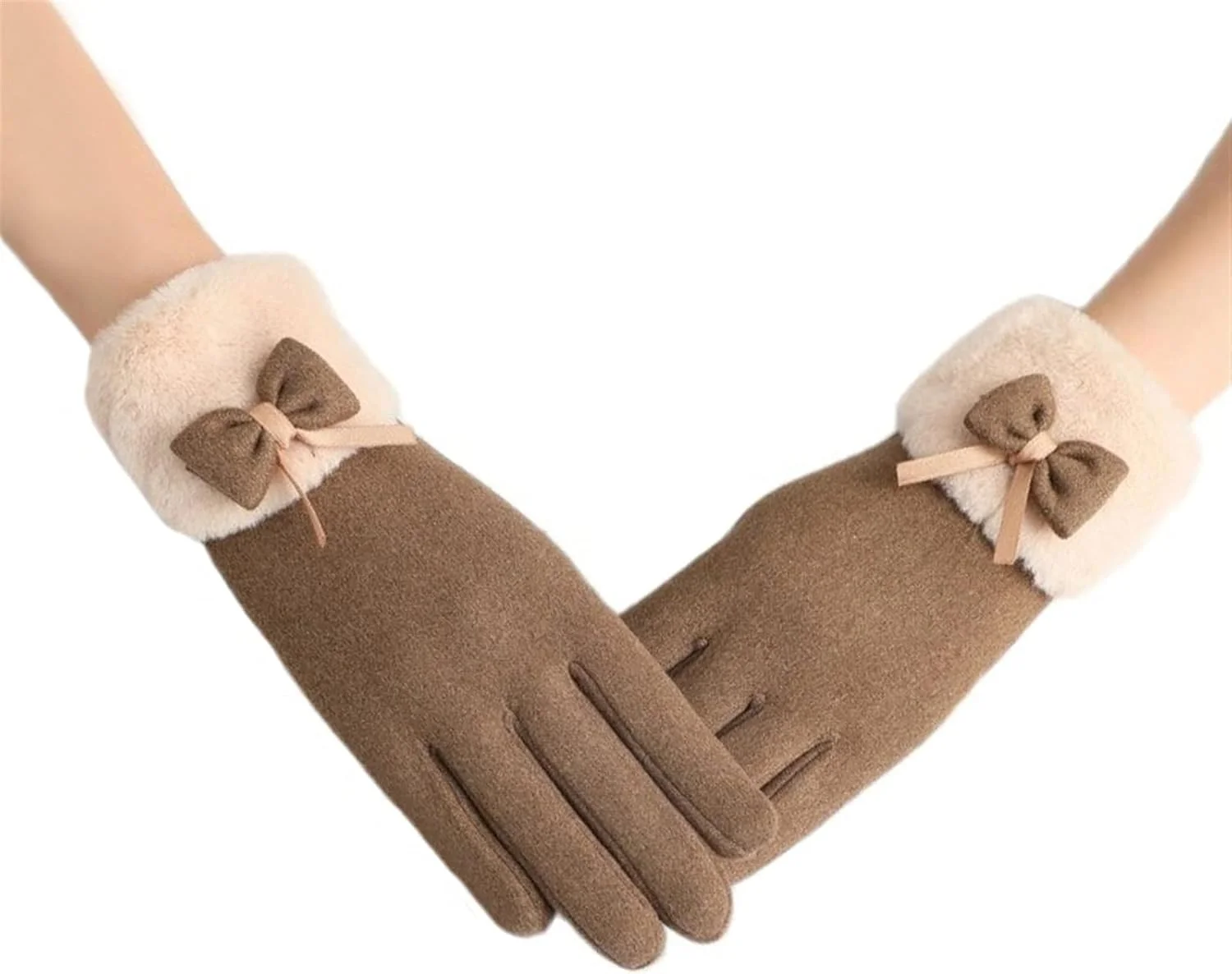 دستکش های زنانه YWLETO برای زمستان، دستکش های صفحه لمسی زیبا برای زنان، مخمل خواب دار برای پاییز و زمستان، گرم برای رانندگی، دستکش های روباز مناسب برای موتورسواری در فضای باز برای زنان