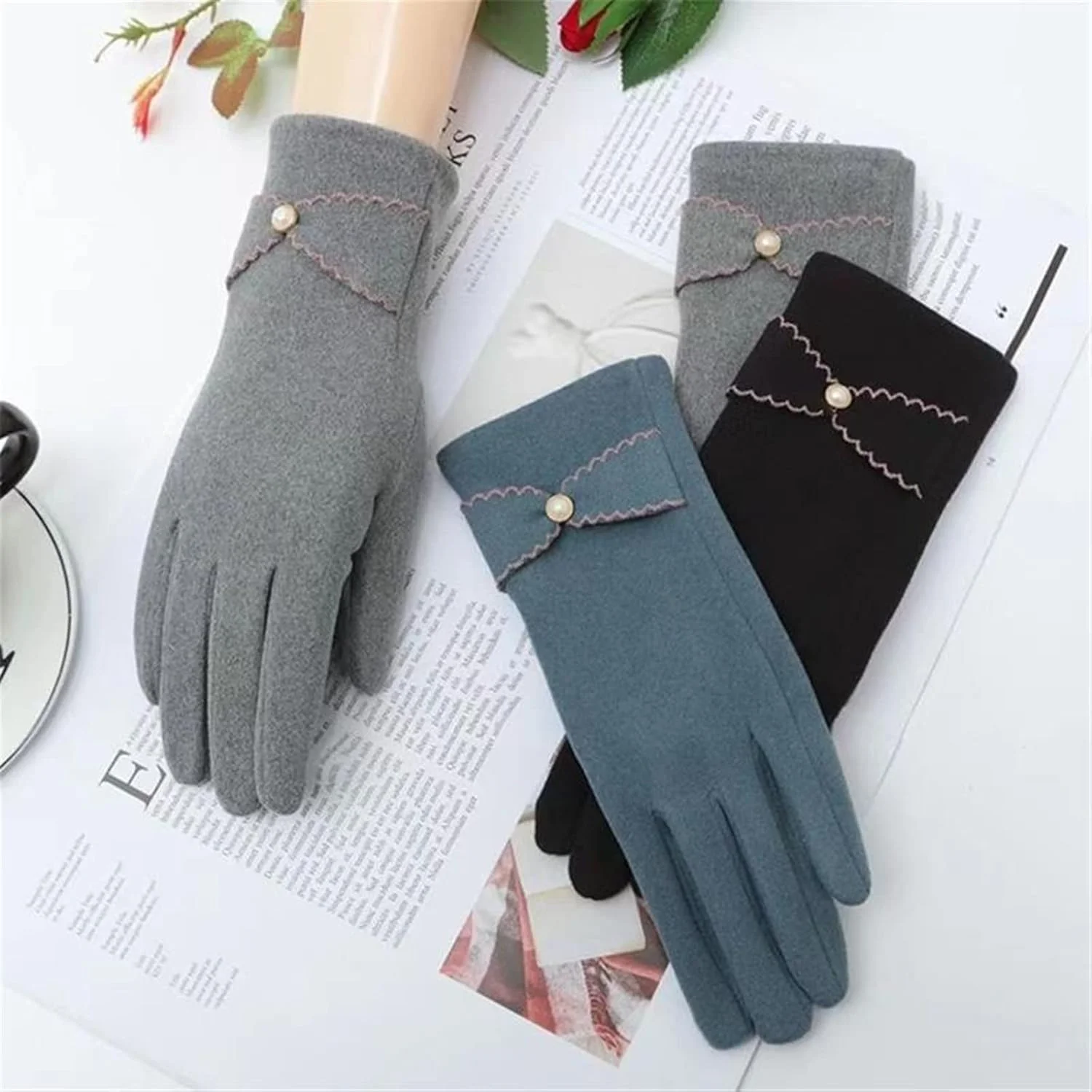 دستکش های پولیشی YWLETO، دستکش های گرم پاییزی و زمستانی، دستکش های سوارکاری زنانه، دستکش های برفی زمستانی، دستکش های بدون انگشت زنانه