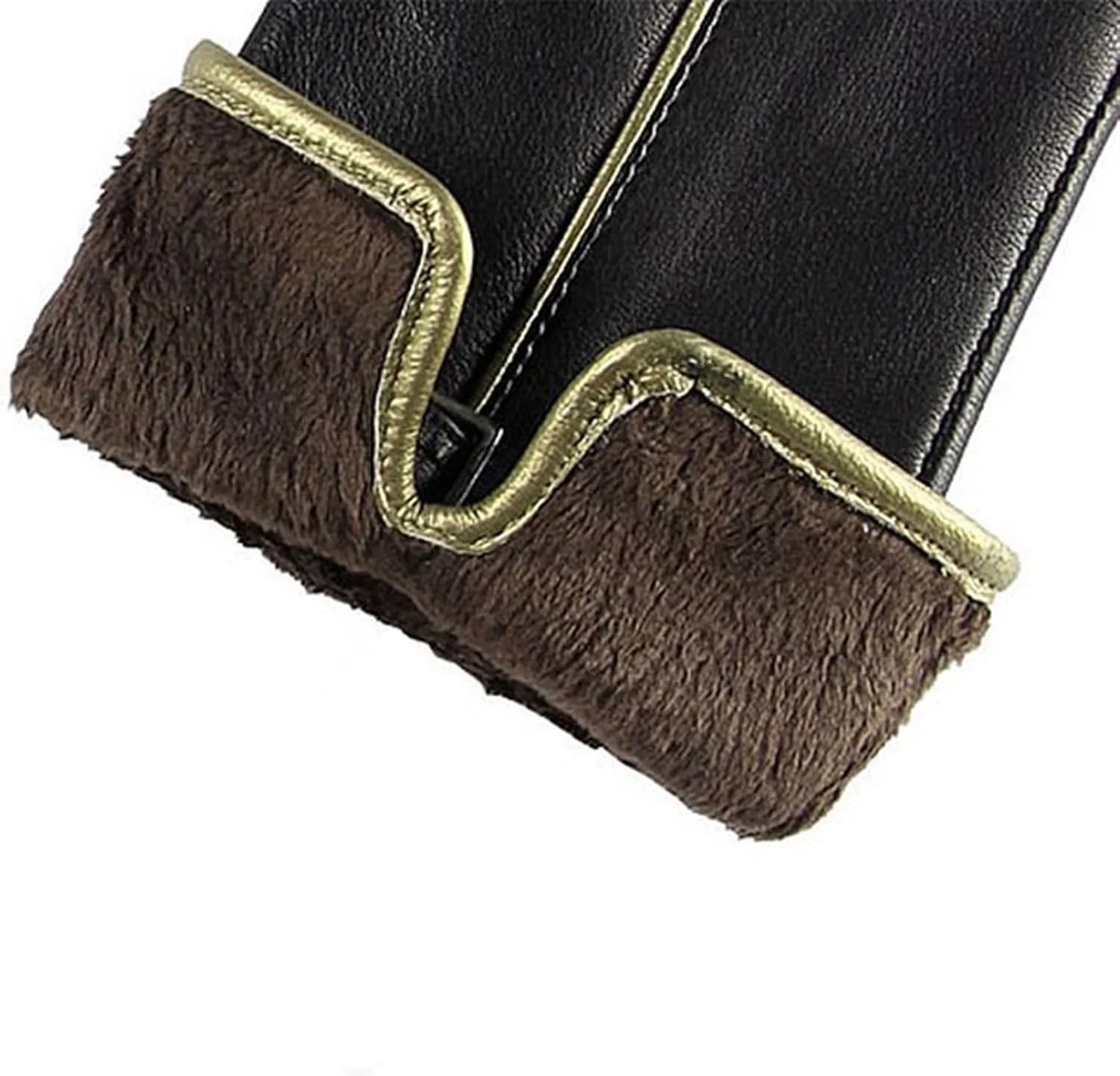 دستکش چرمی زنانه YWLETO، دستکش مچی چرم گوسفندی، دستکش زمستانی مدل پرستو زنانه