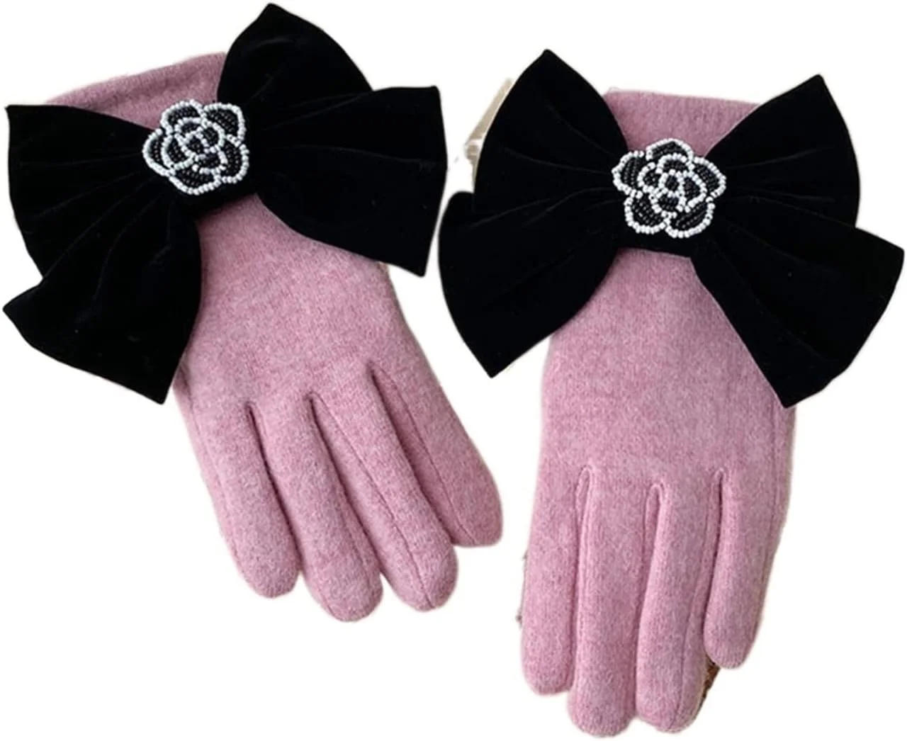 دستکش های زمستانی ضخیم و گرم زنانه YWLETO طرح گل، مناسب برای دوچرخه سواری و دارای قابلیت استفاده از صفحه لمسی