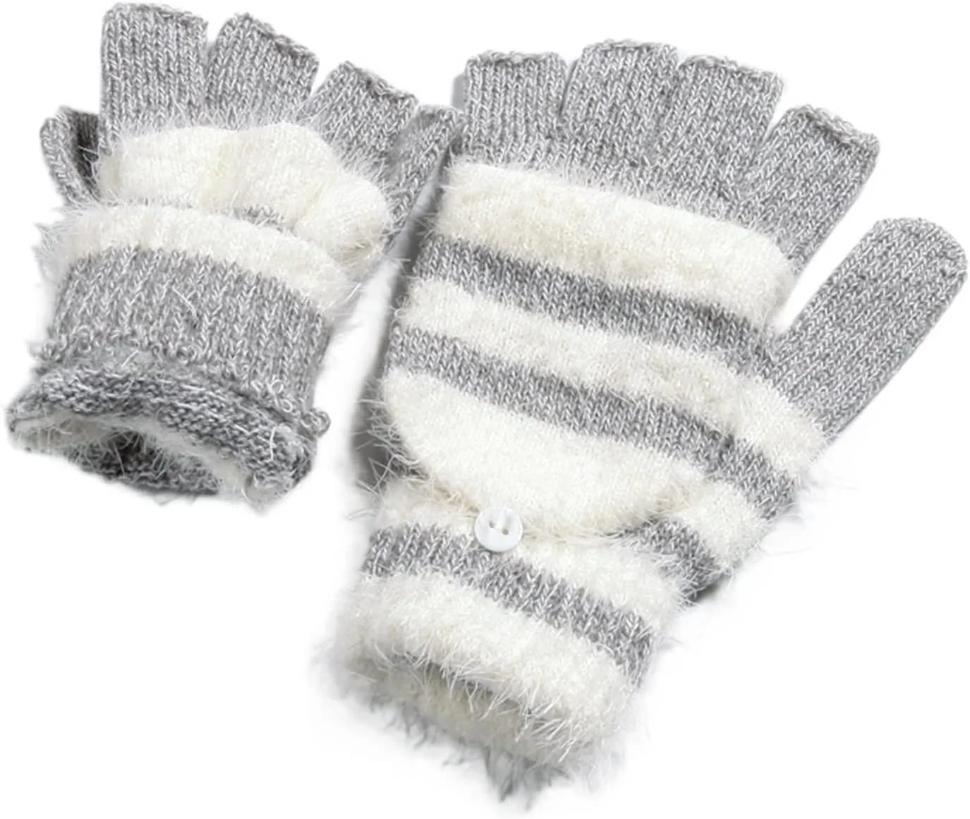 YWLETO دستکش های بدون انگشت زنانه دستکش بافتنی راه راه مچ بند زمستانی دستکش برای زنان