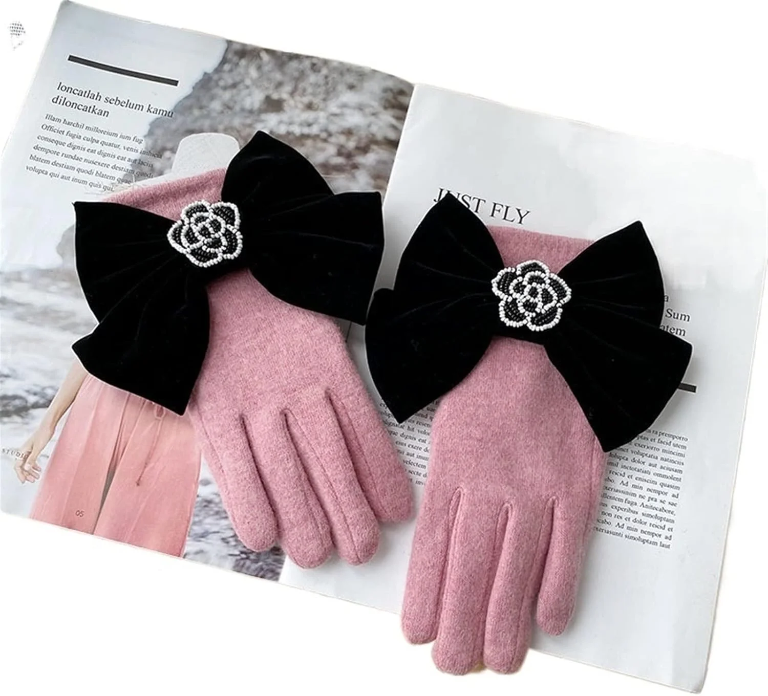 دستکش های زمستانی ضخیم و گرم زنانه YWLETO طرح گل، مناسب برای دوچرخه سواری و دارای قابلیت استفاده از صفحه لمسی