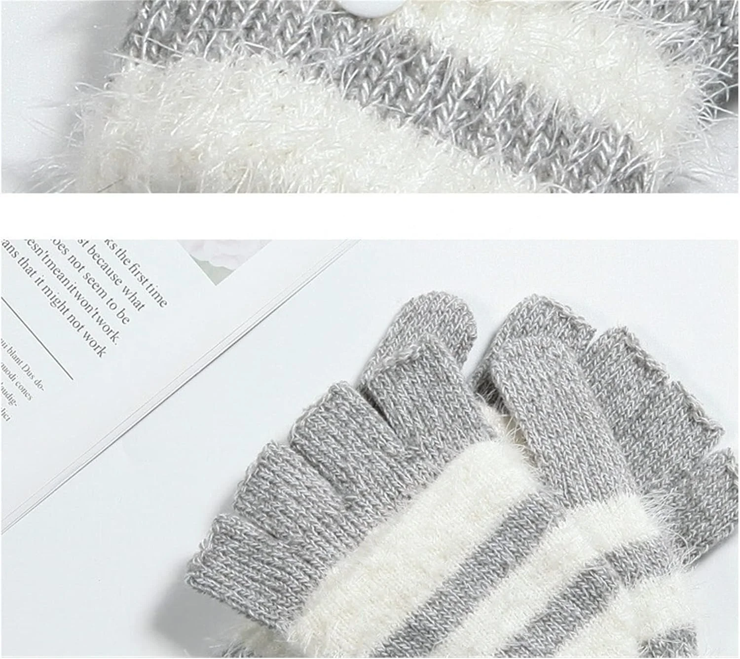 YWLETO دستکش های بدون انگشت زنانه دستکش بافتنی راه راه مچ بند زمستانی دستکش برای زنان YWLETO دستکش های بدون انگشت زنانه دستکش بافتنی راه راه مچ بند زمستانی دستکش برای زنان