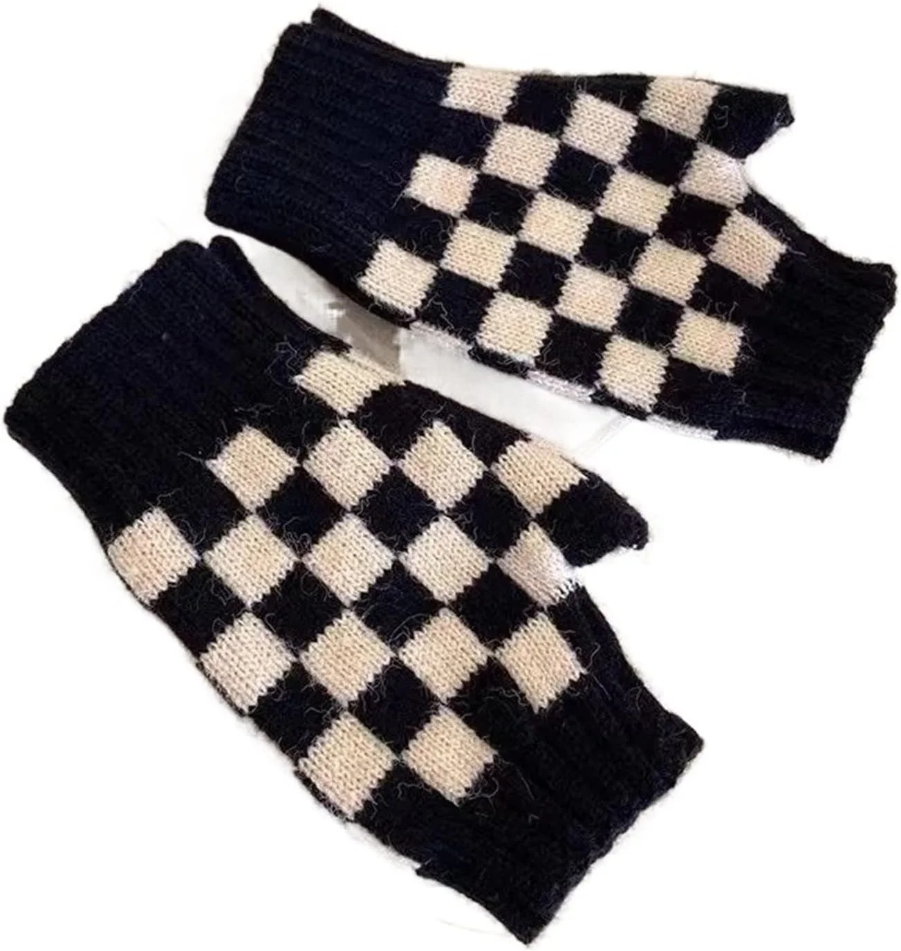 دستکش های بدون انگشت زمستانی YWLETO طرح شطرنجی توری مناسب دانشجویان و بانوان