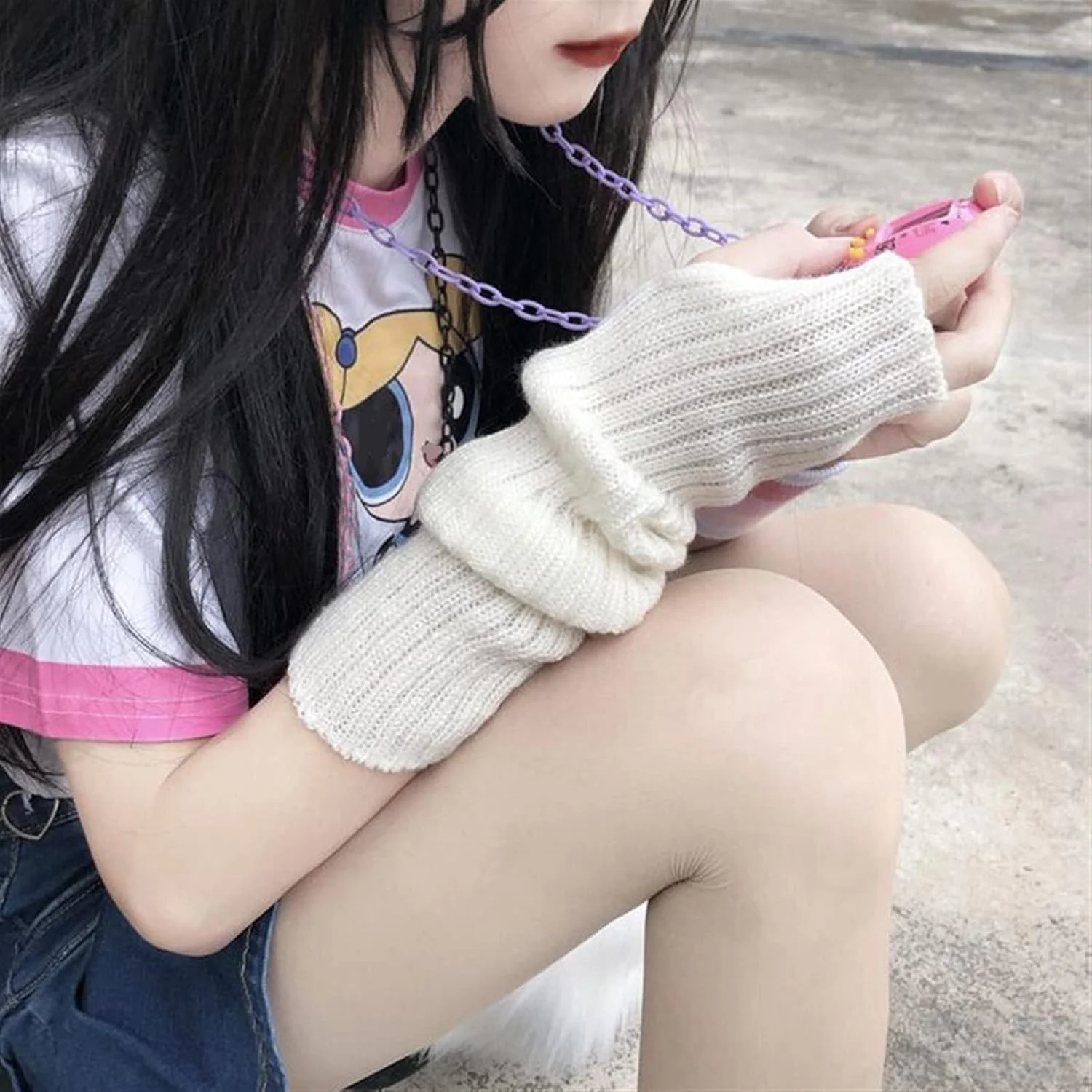دستکش های بلند بدون انگشت YWLETO، دستکش های توری بازو، دستکش های مچی زنانه، آستین دستکش آرنج، لباس دخترانه، دستکش زنانه (سایز: سفید)