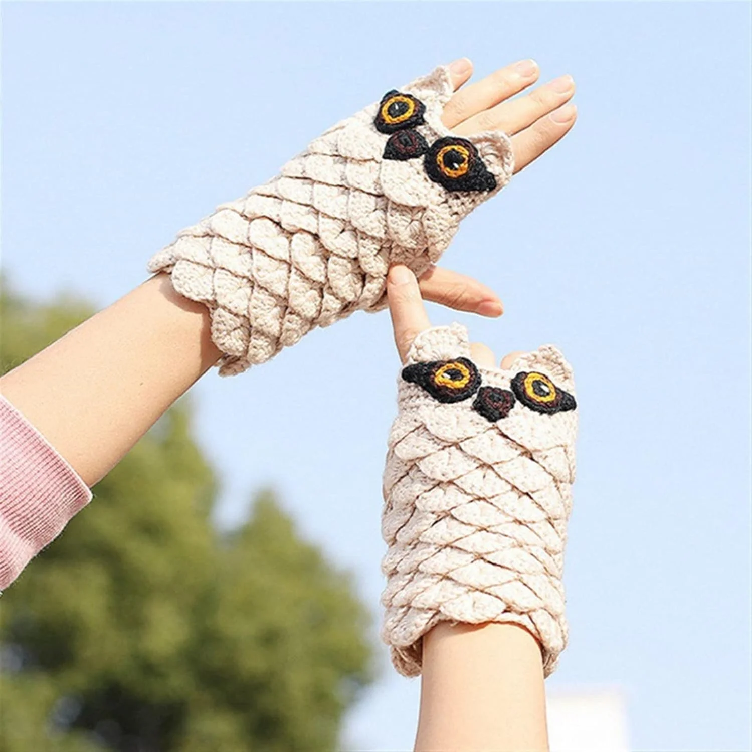 دستکش های نیم انگشتی YWLETO زنانه زمستانی بافتنی پشمی ضخیم دستکش های بدون انگشت زنانه