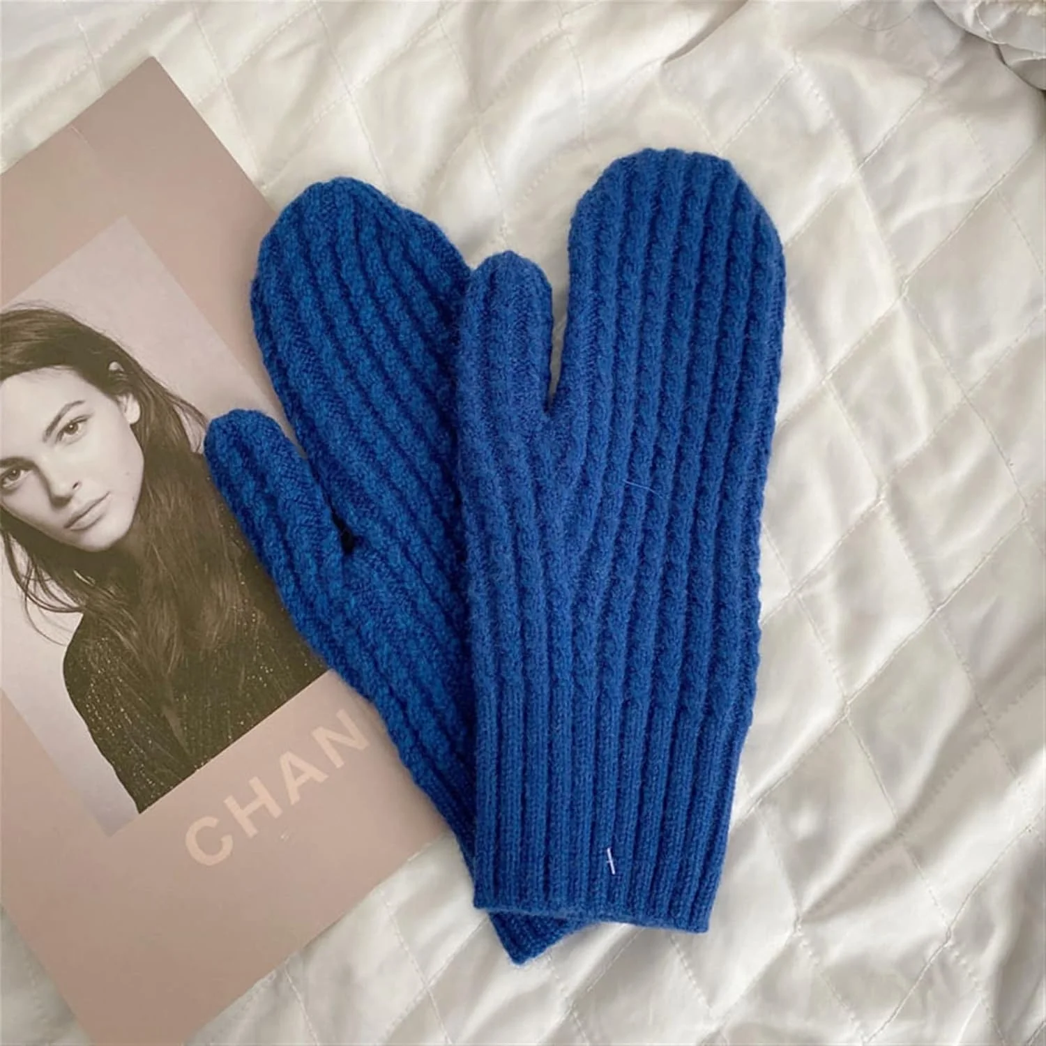 دستکش های انگشتی تک رنگ YWLETO زنانه مناسب پاییز و زمستان، دستکش های پشمی ضخیم و گرم برای سوارکاری، مناسب بانوان