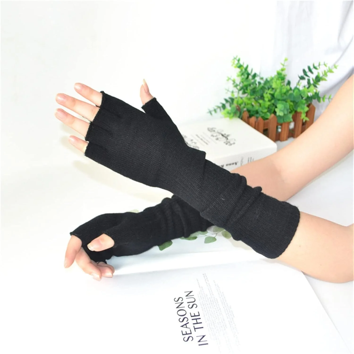 دستکش های نیم انگشتی بلند YWLETO، دستکش های بدون انگشت زنانه، دستکش های ضد آفتاب نیم انگشتی زنانه
