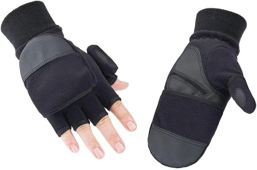 YWLETO دستکش های مد روز زمستانی زنانه گرم، ضد باد، بدون انگشت، مناسب سوارکاری، دستکش های تاشو راحت برای زنان (سایز: متوسط)