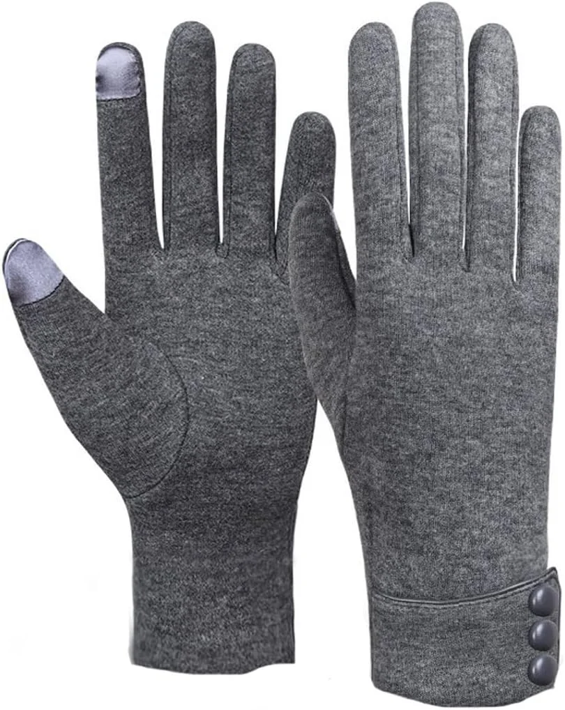 دستکش های زمستانی YWLETO، دستکش های گرم صفحه لمسی، ضد باد، دارای پوشش داخلی مخملی گرم، مناسب برای رانندگی، دستکش های زنانه مناسب برای فضای باز (رنگ: خاکستری)