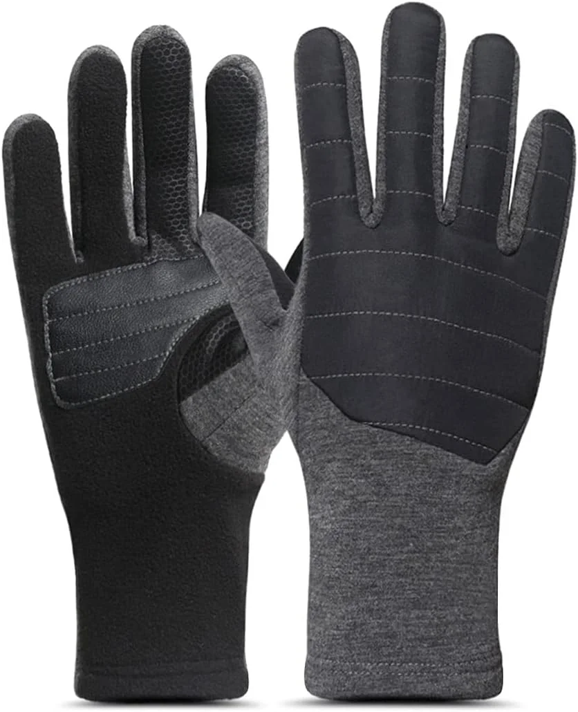 دستکش های گرم زمستانی YWLETO، دستکش های سوارکاری پشمی ضد باد و ضد لغزش، مناسب برای زنان و مردان (رنگ: خاکستری، سایز: X-Large)