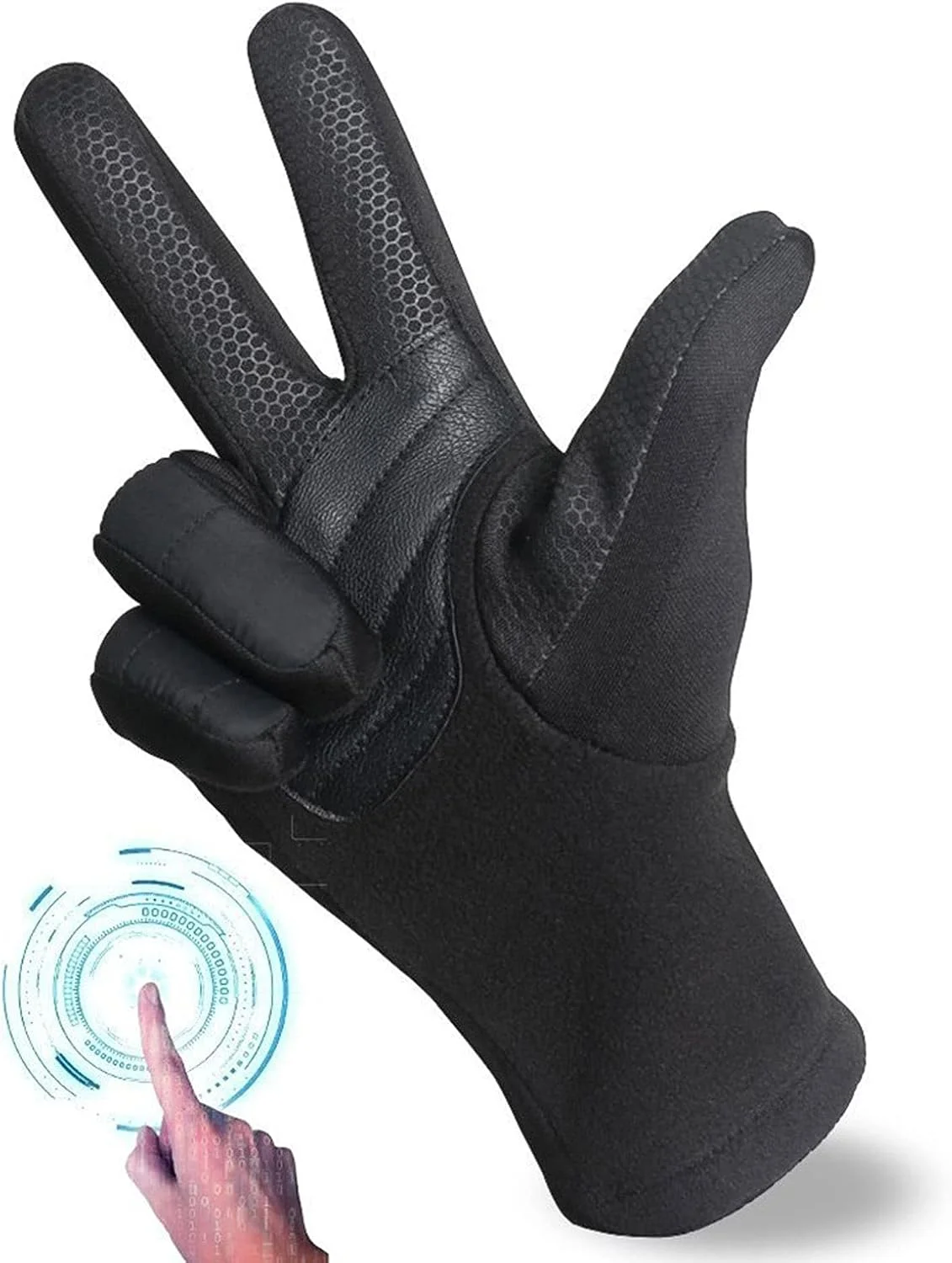 دستکش های گرم زمستانی YWLETO، دستکش های سوارکاری پشمی ضد باد و ضد لغزش، مناسب برای زنان و مردان (رنگ: خاکستری، سایز: X-Large)